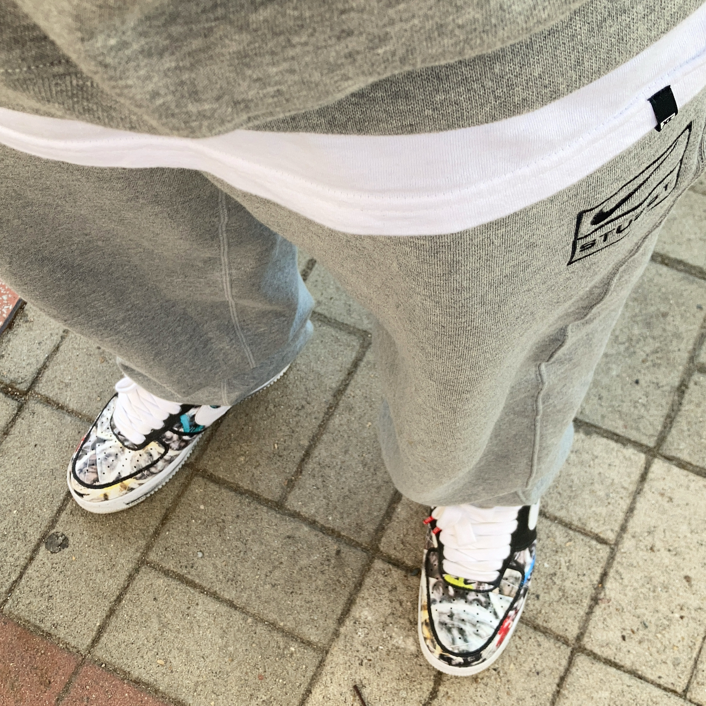 Nike x Stussy NRG BR Fleece Pants Grey, Nike x Stussy NRG BR Crew Fleece Grey 착용 스타일