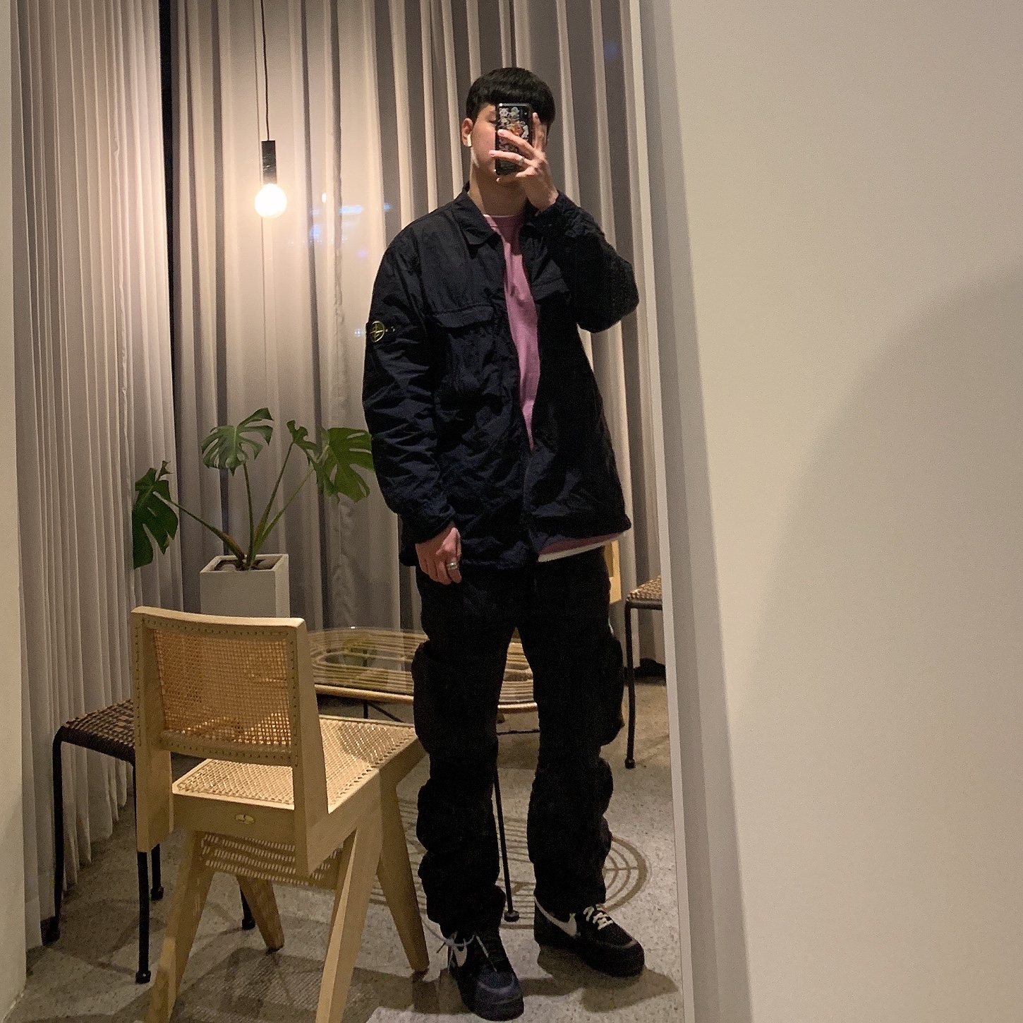 Nike x Off-White Air Force 1 Low Black White 착용 스타일