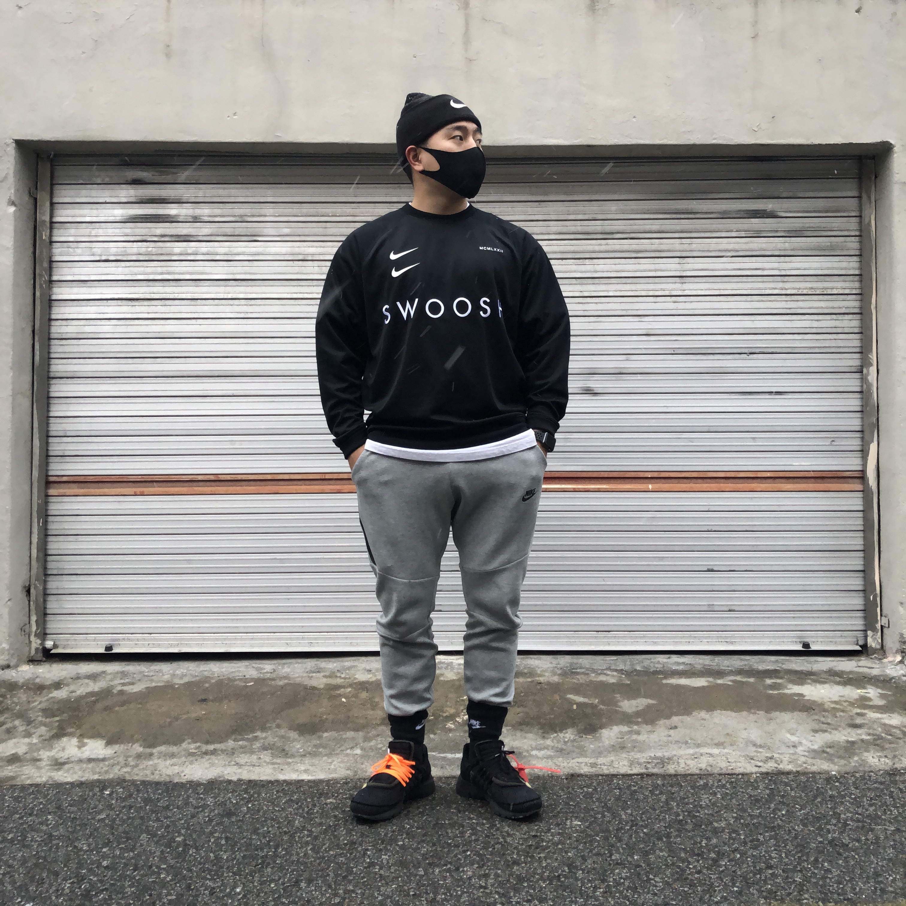 Nike x Off-White Air Presto Black, Nike x Stussy Cuff Beanie Black 착용 스타일 - 2