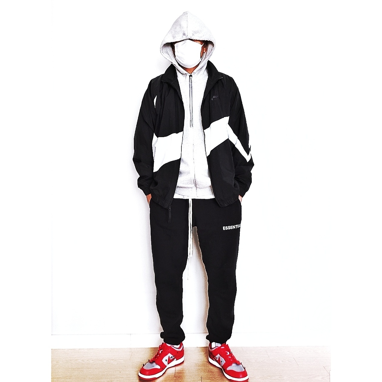 Nike x Off-White Dunk Low University Red 착용 스타일