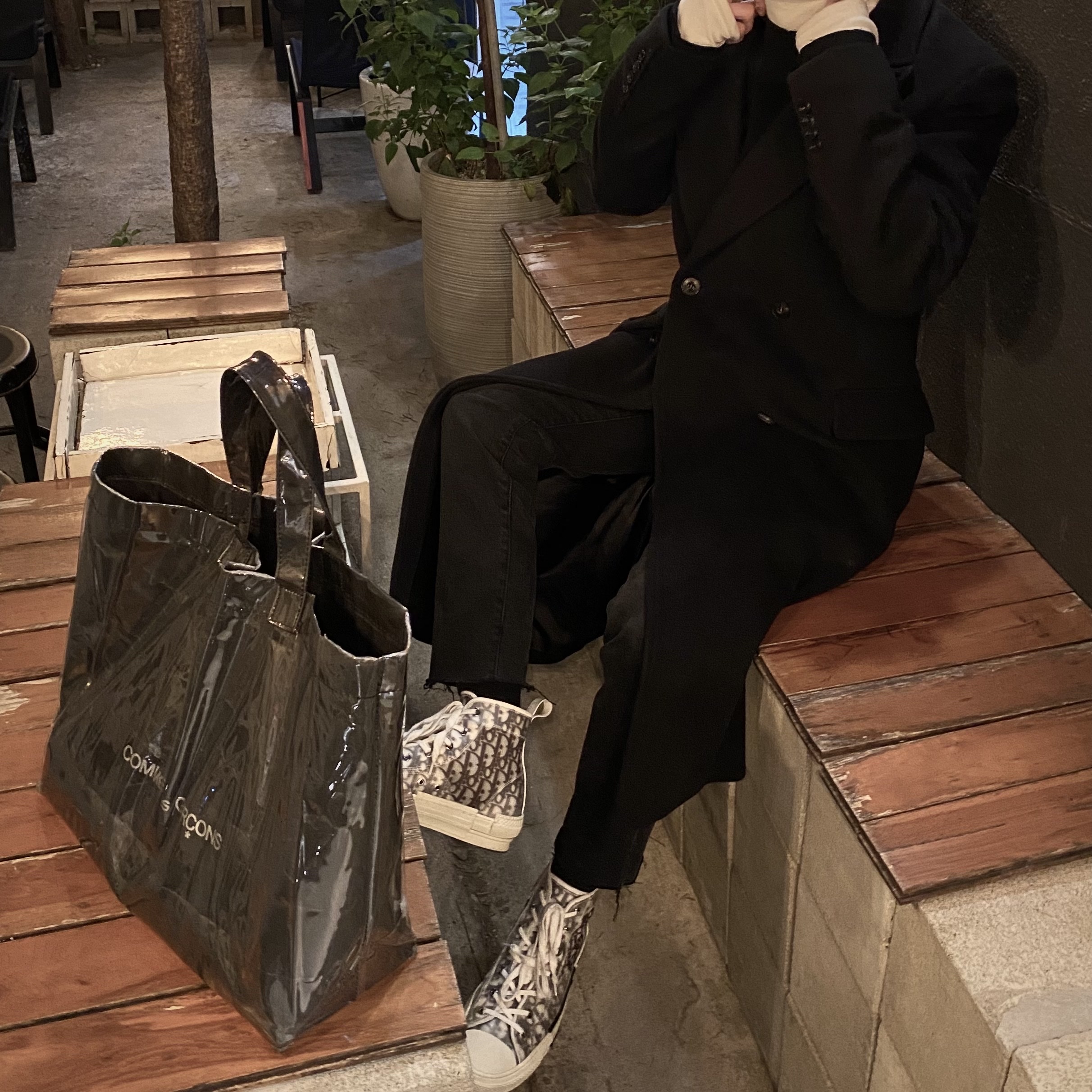 Dior B23 High Dior Oblique White & Black 착용 스타일