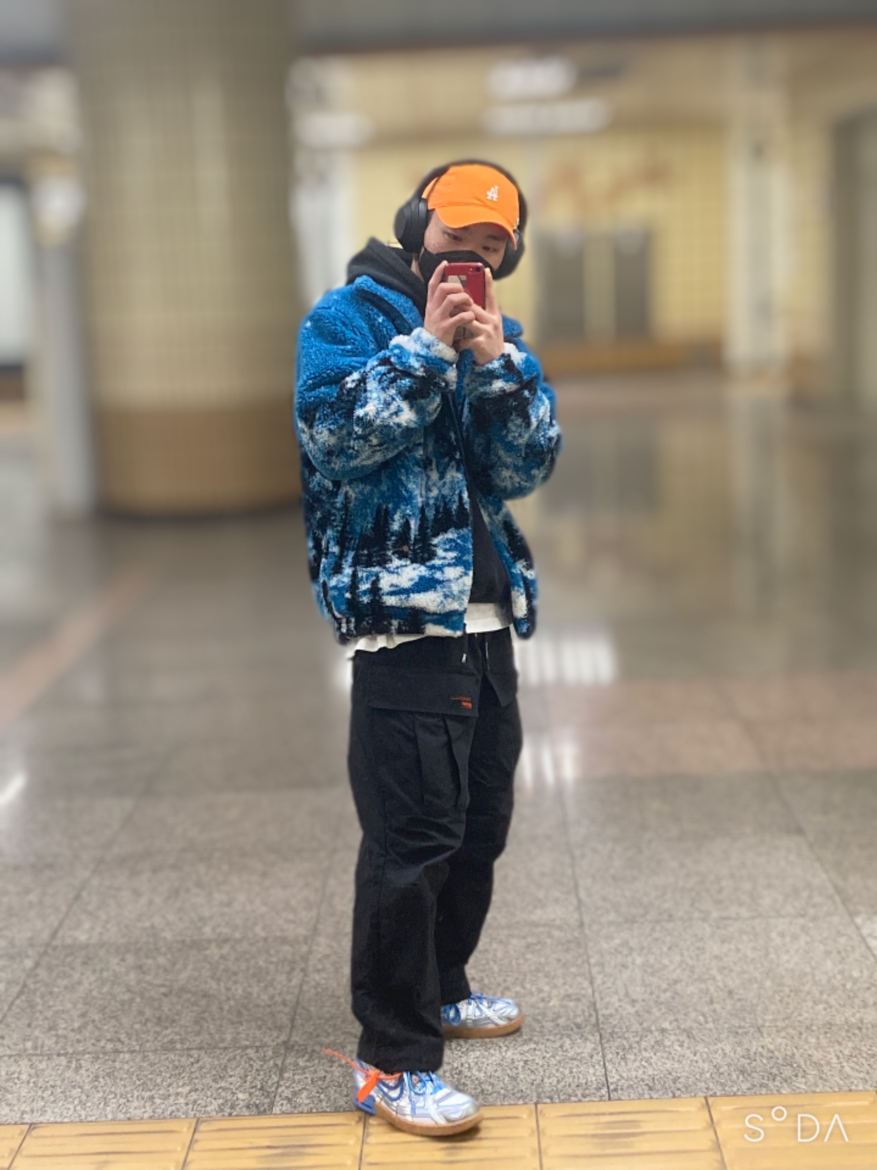 Nike x Off-White Air Rubber Dunk University Blue 착용 스타일