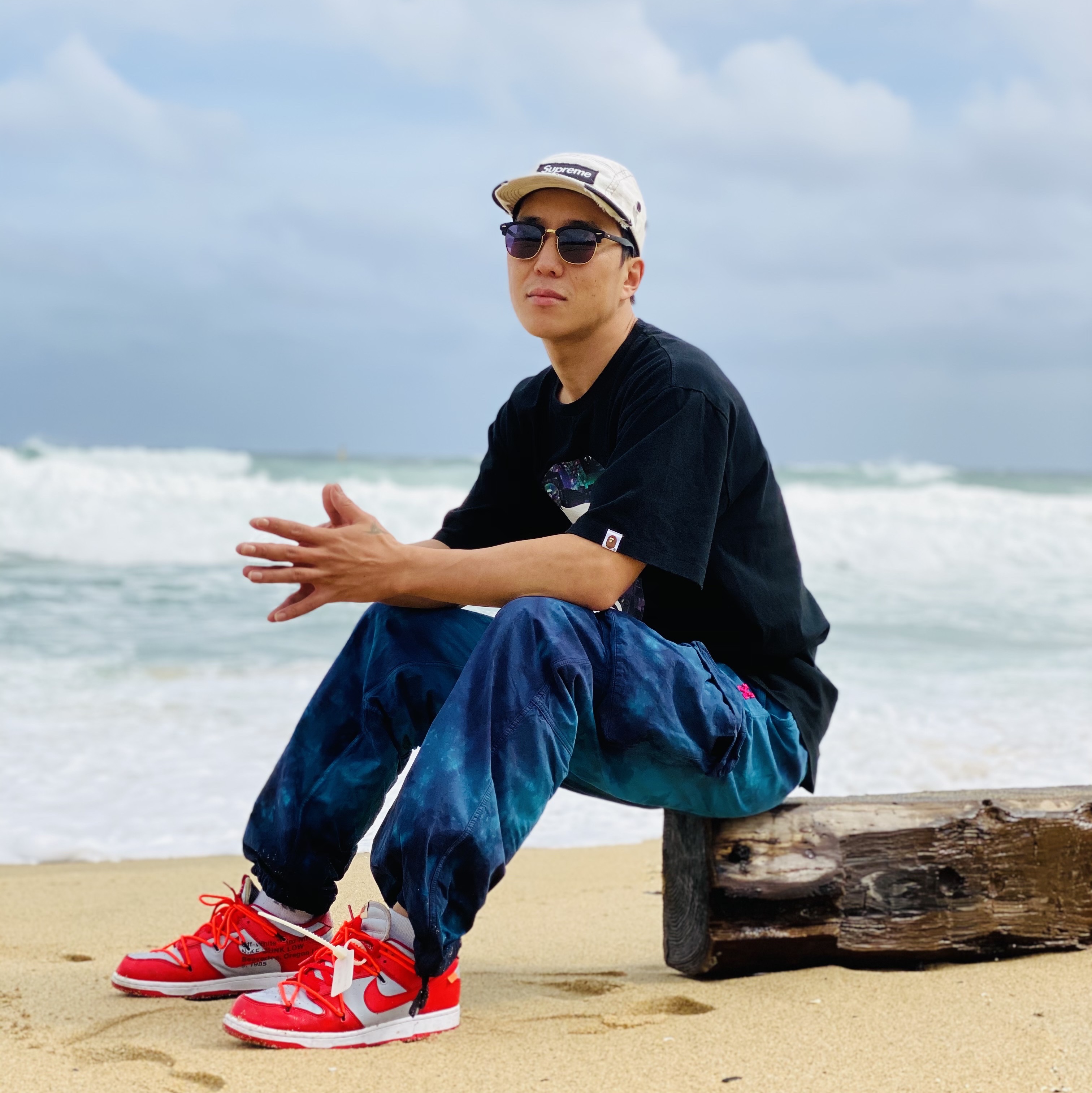 Nike x Off-White Dunk Low University Red 착용 스타일