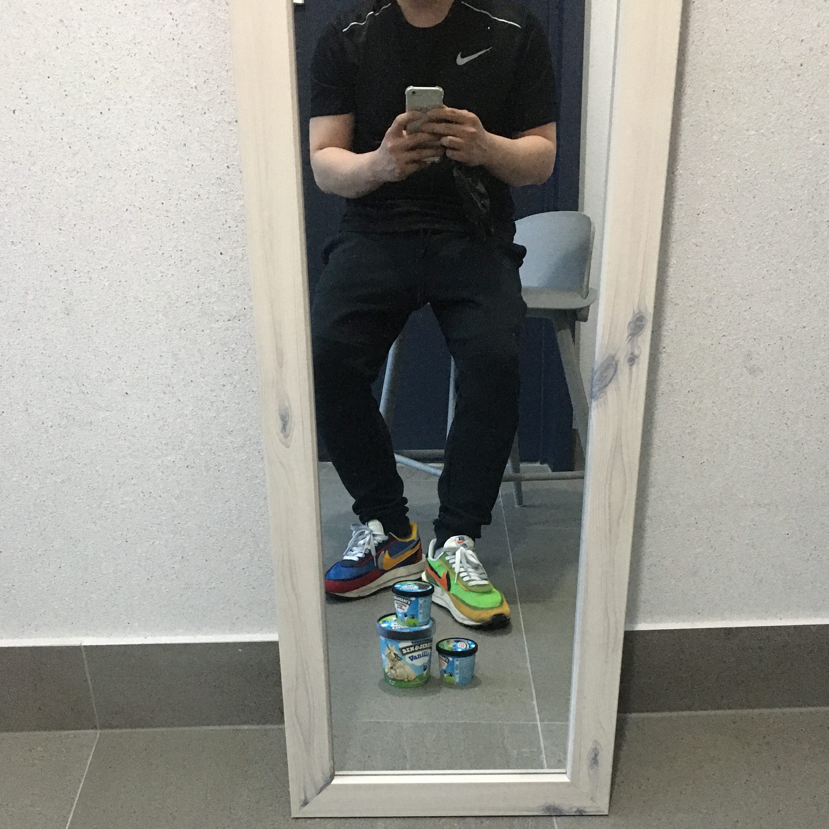 Nike x Sacai LDWaffle Green Multi, Nike x Sacai LDWaffle Blue Multi 착용 스타일