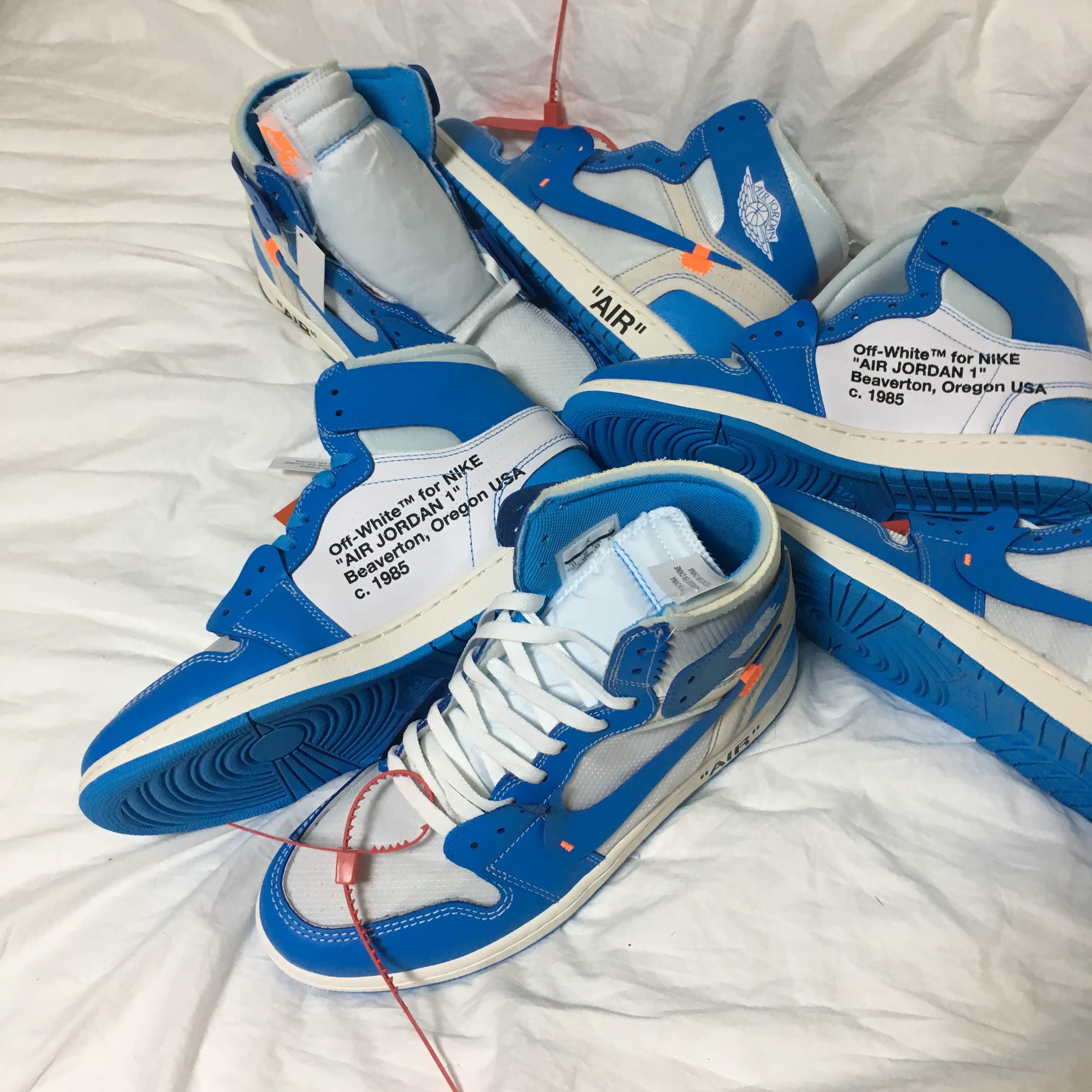 Jordan 1 x Off-White Retro High University Blue 착용 스타일