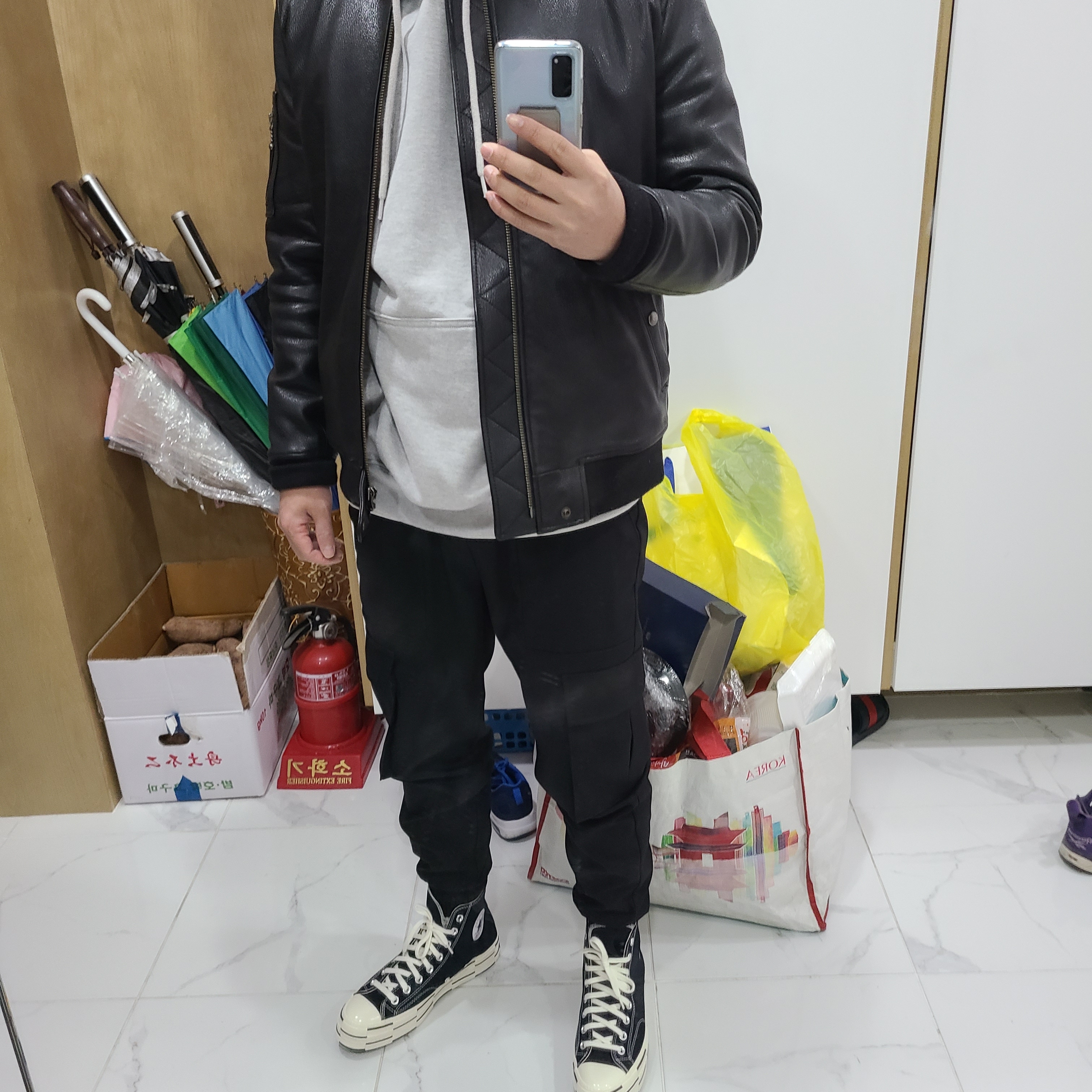 Converse x Brain Dead Chuck 70 Hi Black 착용 스타일