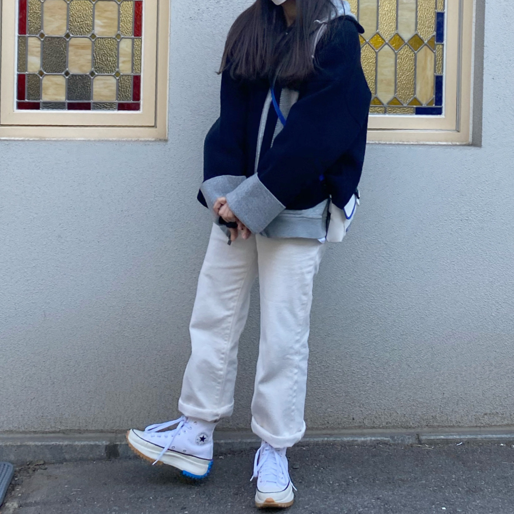 Converse x JW Anderson Run Star Hike Hi White 착용 스타일