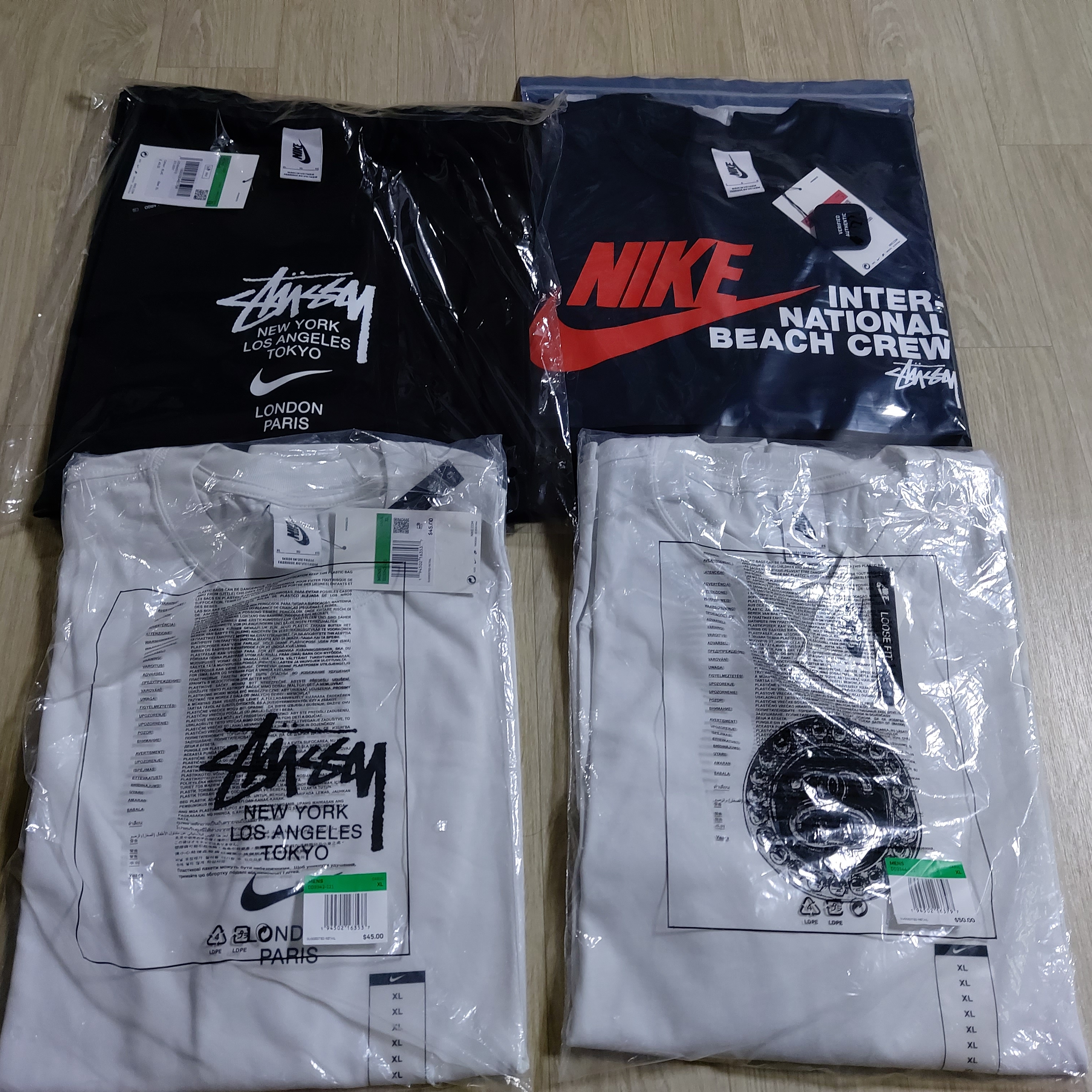 Nike x Stussy WT T-Shirt Black - US/EU, Nike x Stussy International Beach Crew T-Shirt Black - US/EU 착용 스타일