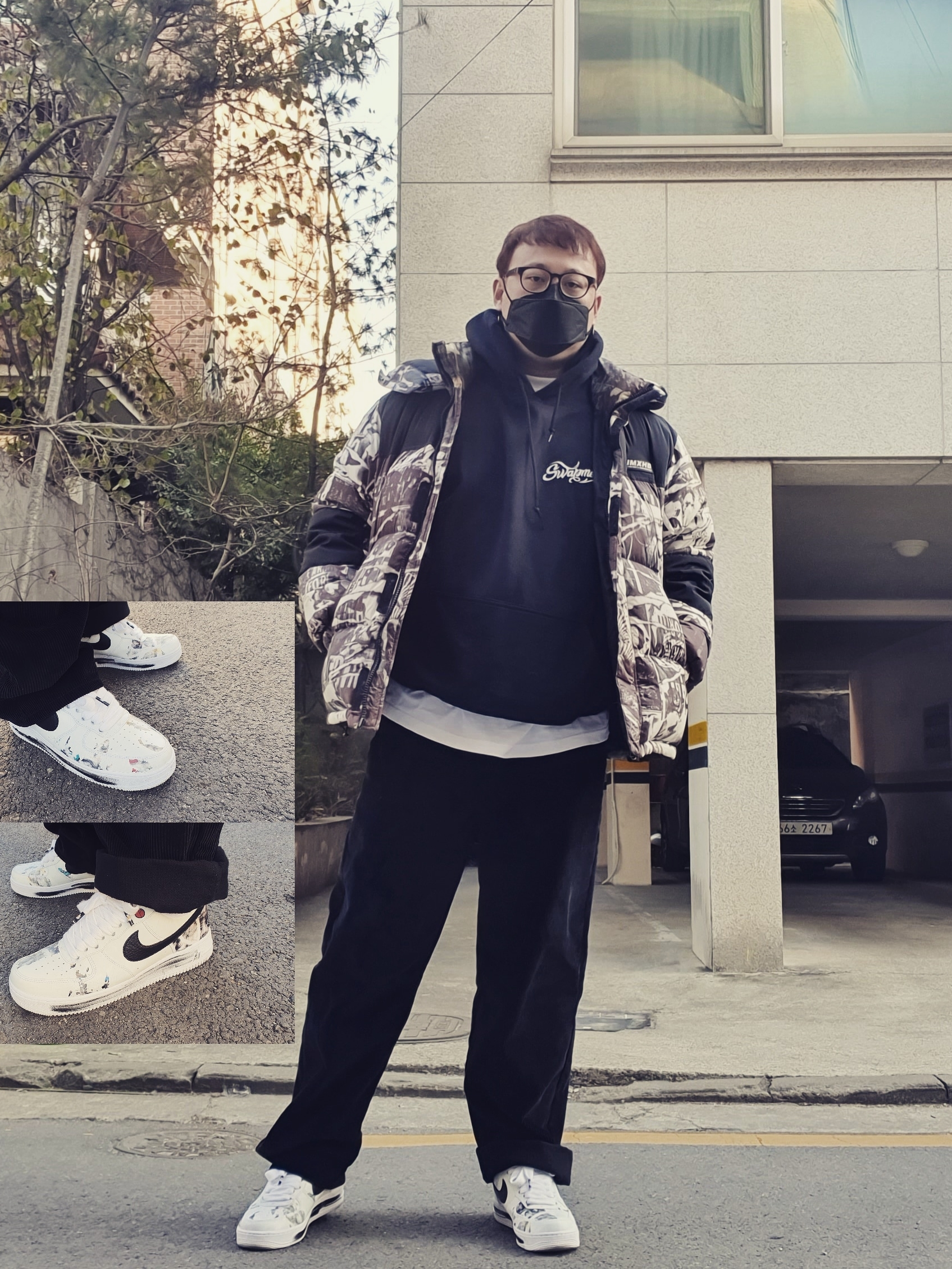 Nike x Peaceminusone Air Force 1 Low Para-Noise 2.0 착용 스타일