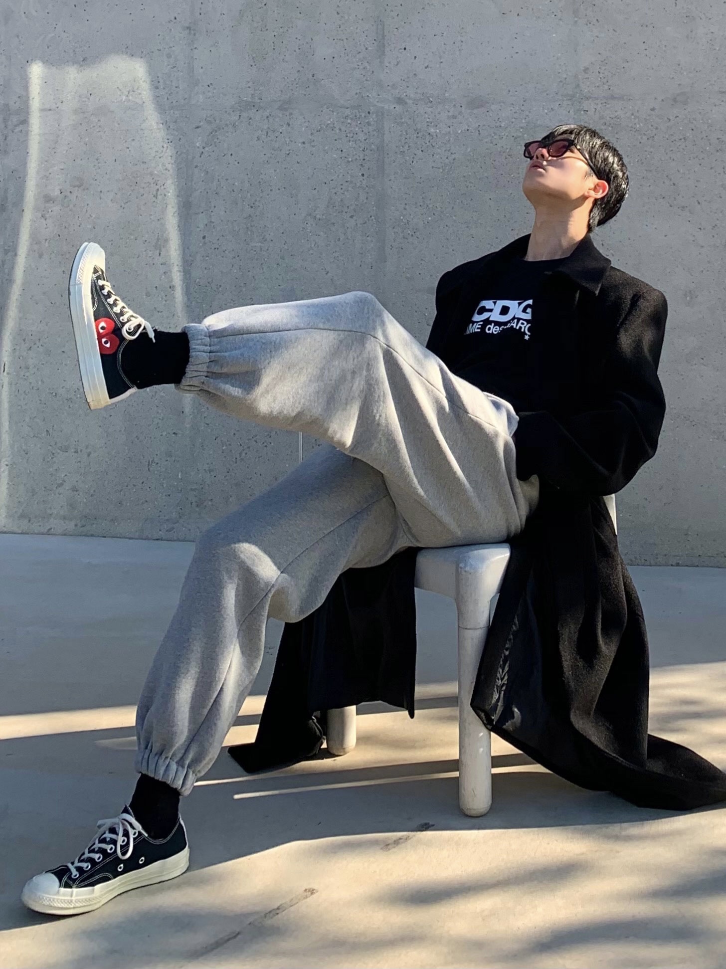 Converse x Play Comme des Garcons Chuck 70 Ox Black 착용 스타일