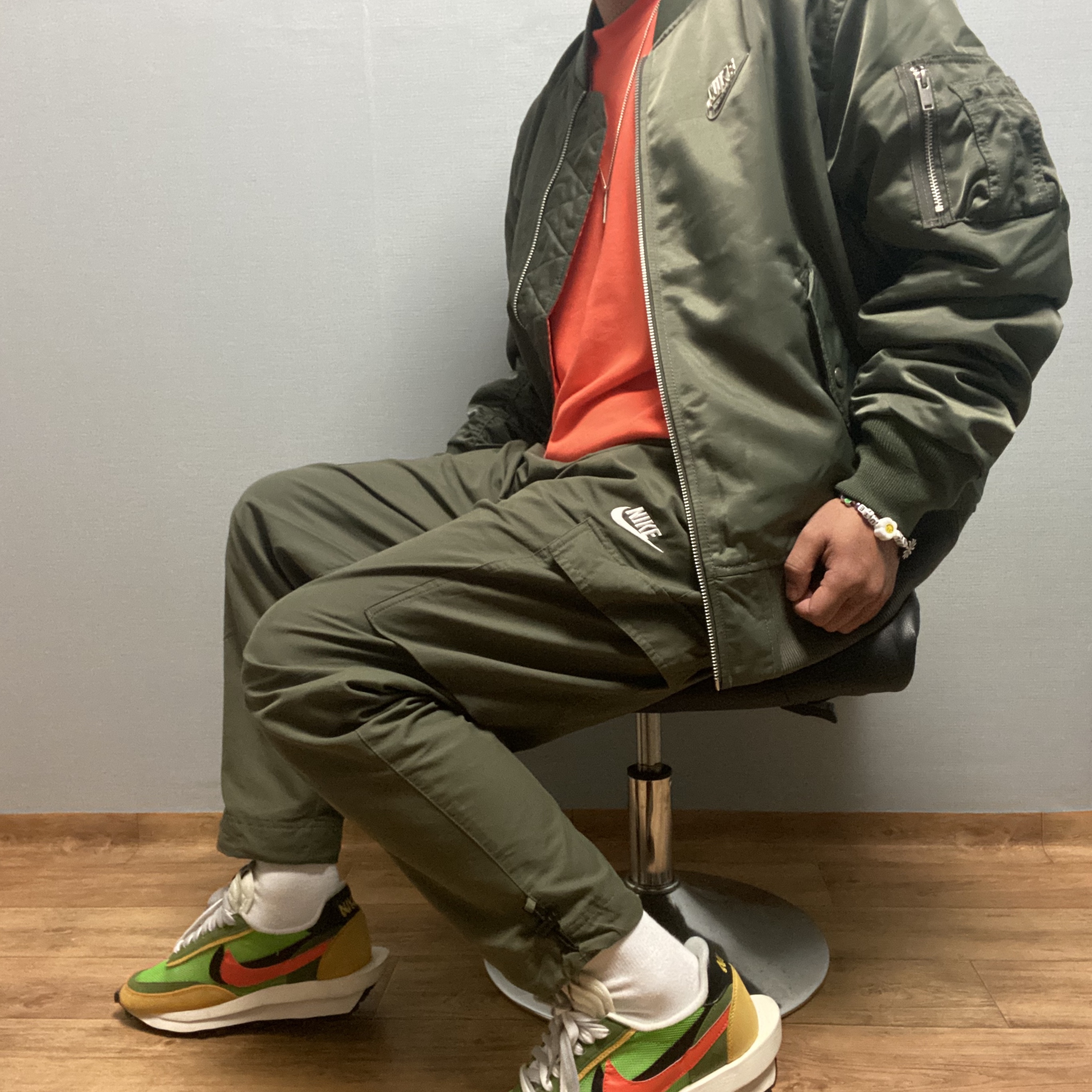 Nike x Sacai LDWaffle Green Multi 착용 스타일