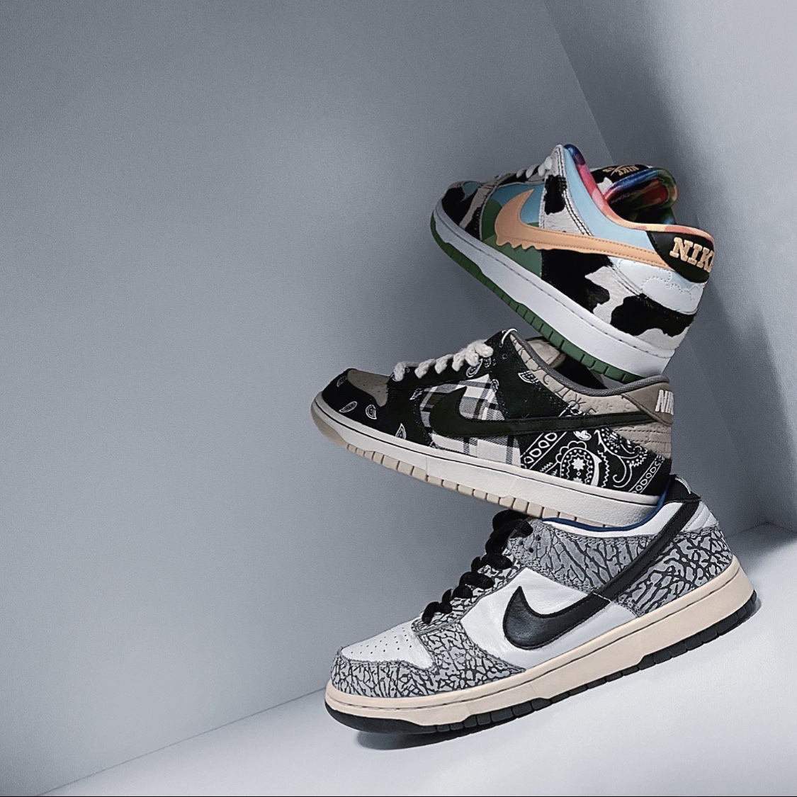 Nike x Ben & Jerry's SB Dunk Low Chunky Dunky, Nike x Travis Scott SB Dunk Low 착용 스타일