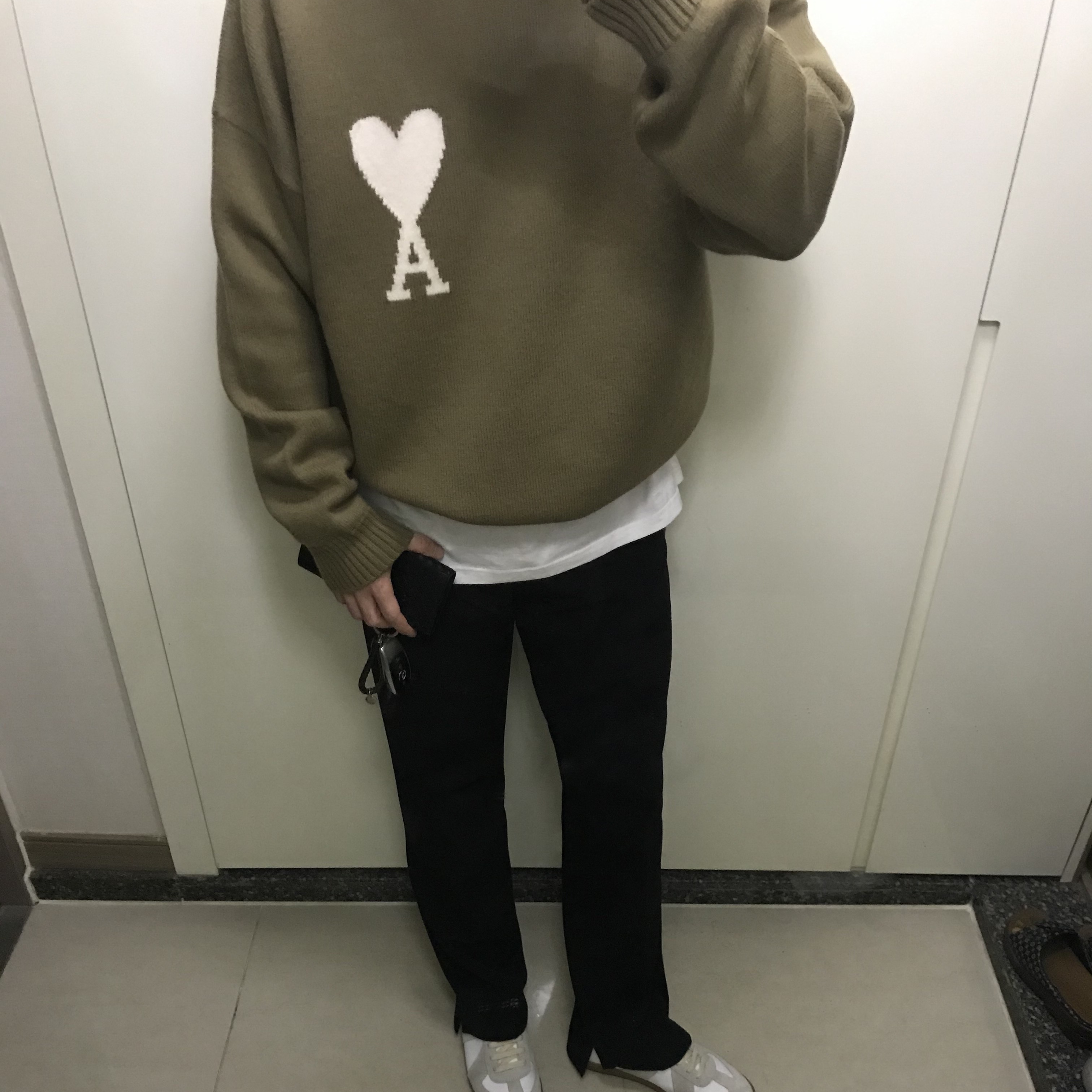 Balenciaga Speed Trainer Black White 2018, Maison Margiela Calfskin Replica Sneakers 착용 스타일 - 2