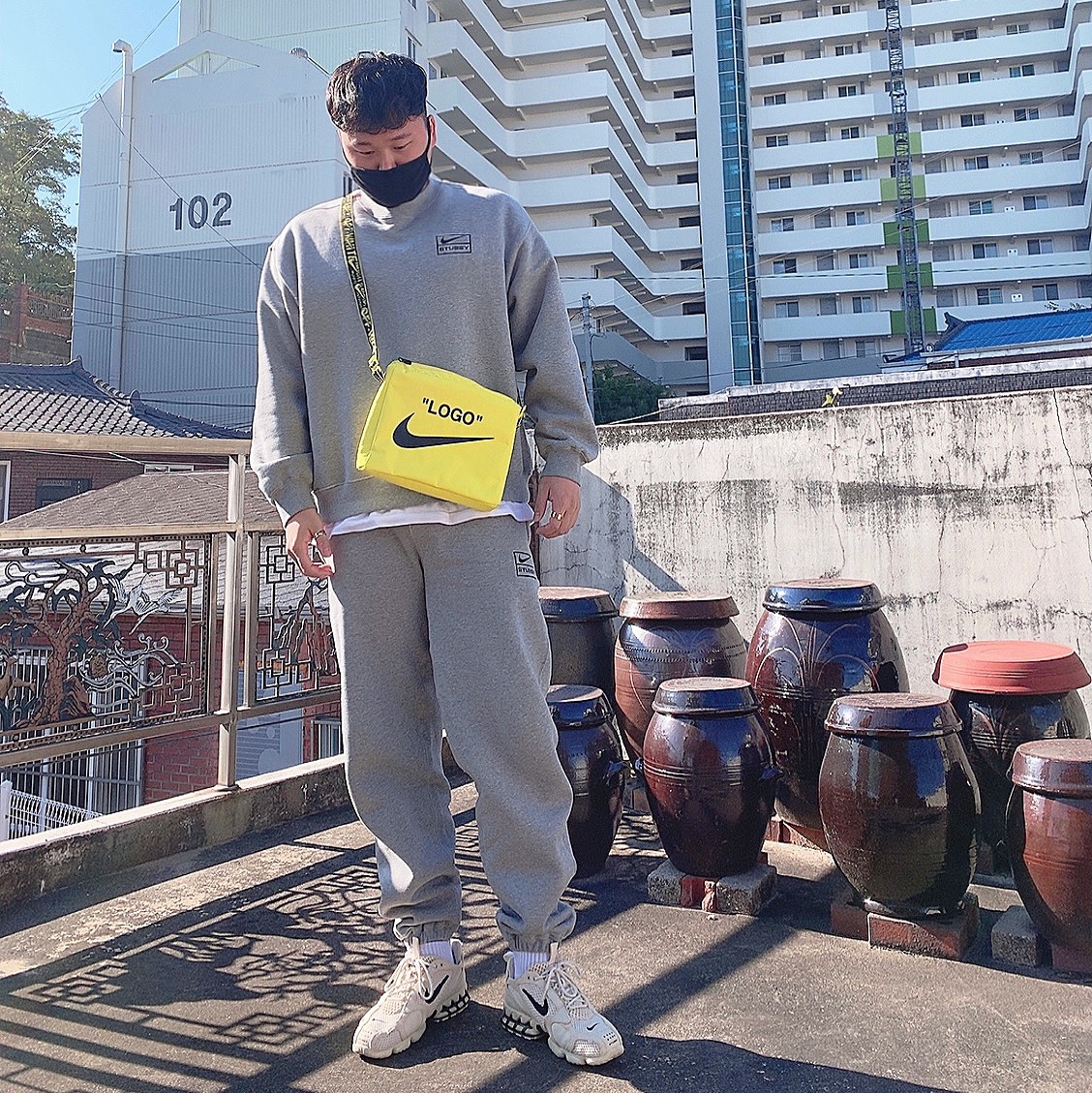 Nike x Stussy NRG BR Fleece Pants Grey, Nike x Stussy NRG BR Crew Fleece Grey 착용 스타일