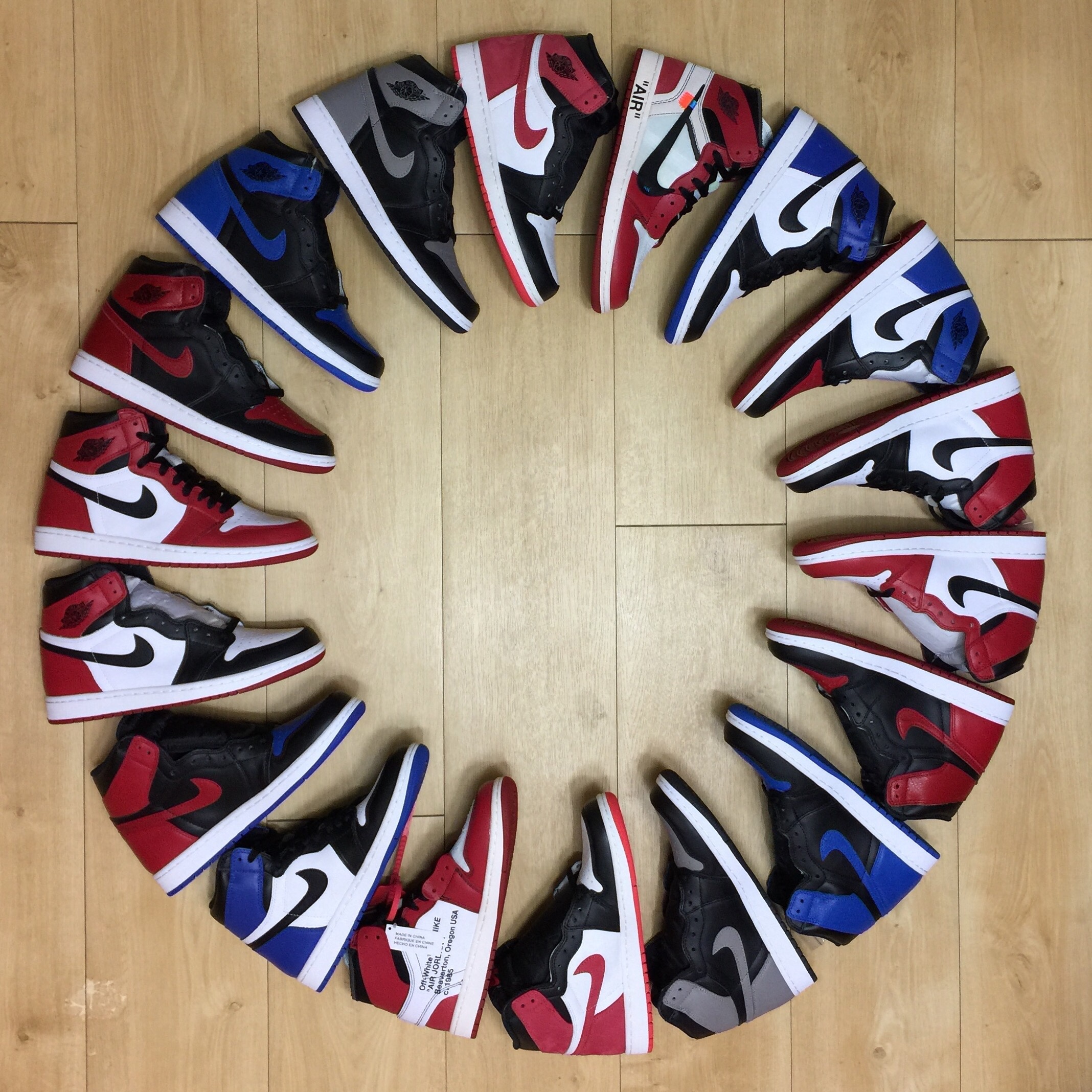 Jordan 1 x Fragment Retro High OG, Jordan 1 x Off-White Retro High Chicago The Ten 착용 스타일