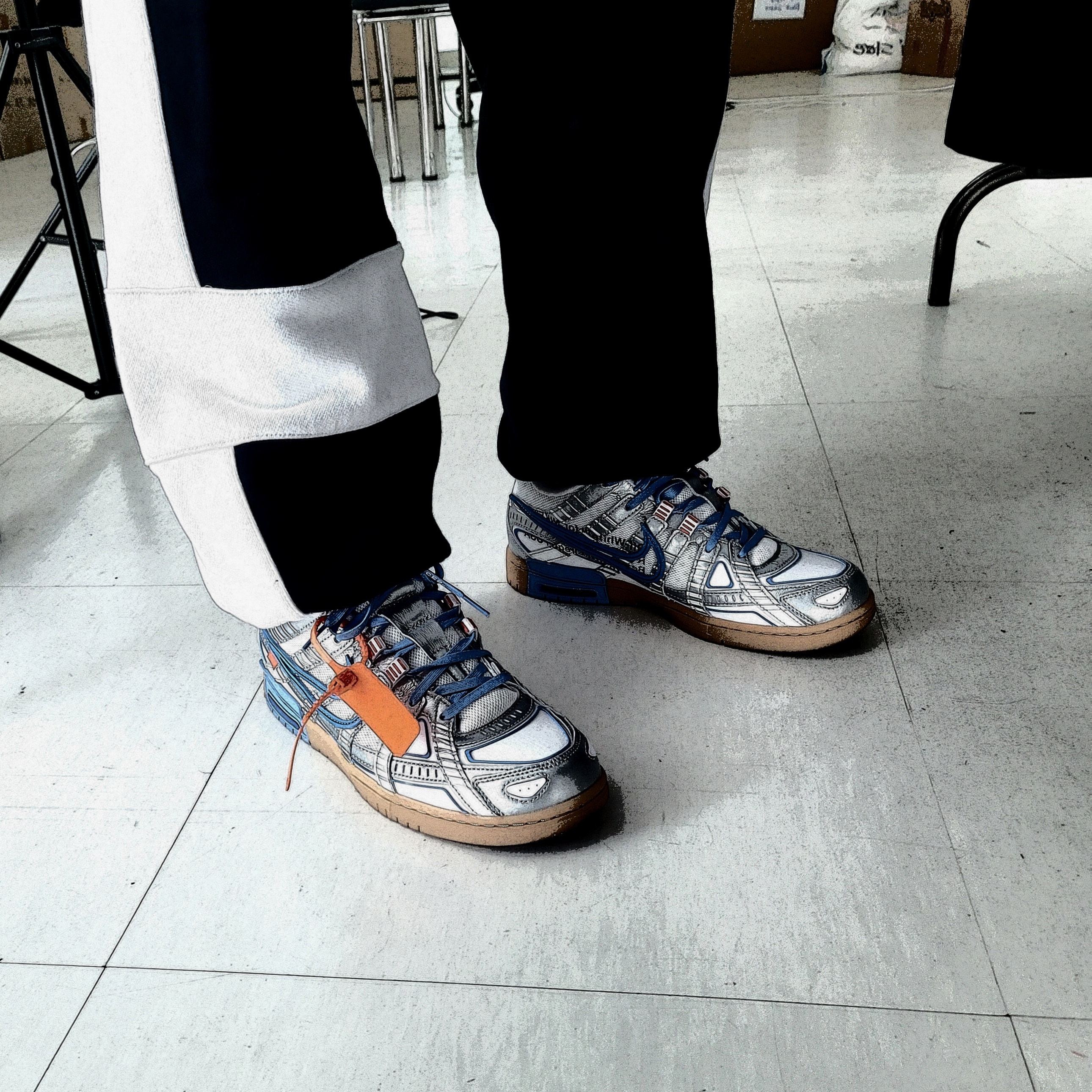 Nike x Off-White Air Rubber Dunk University Blue 착용 스타일