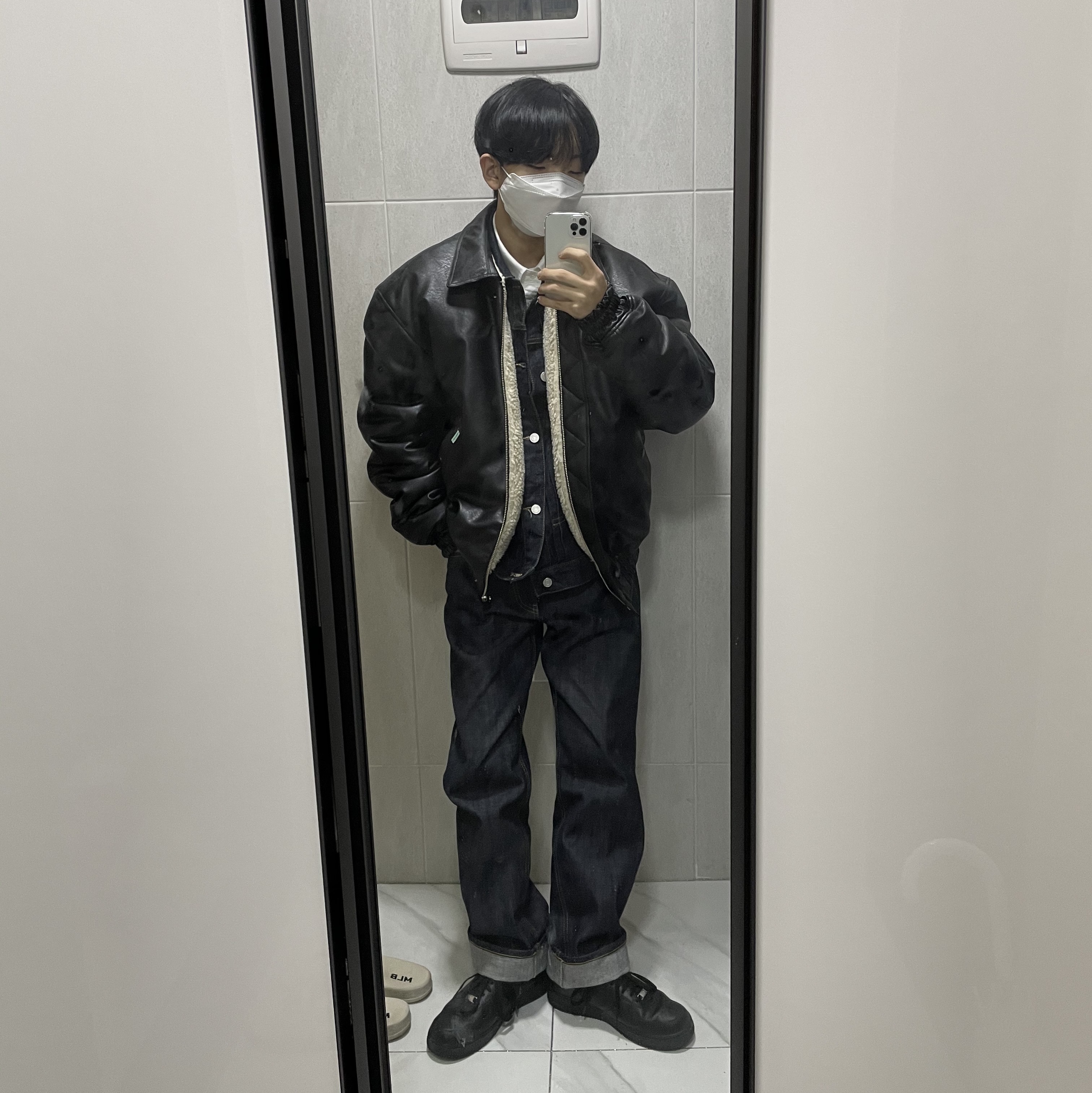 Nike x Supreme Air Force 1 Low Black 착용 스타일