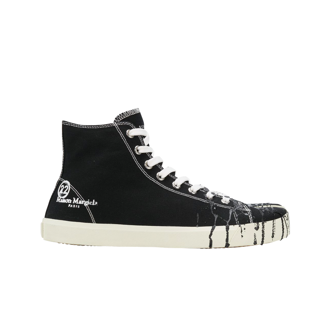 S57WS0348P2347T8013 Maison Margiela Tabi High Paint Drop Sneakers Black