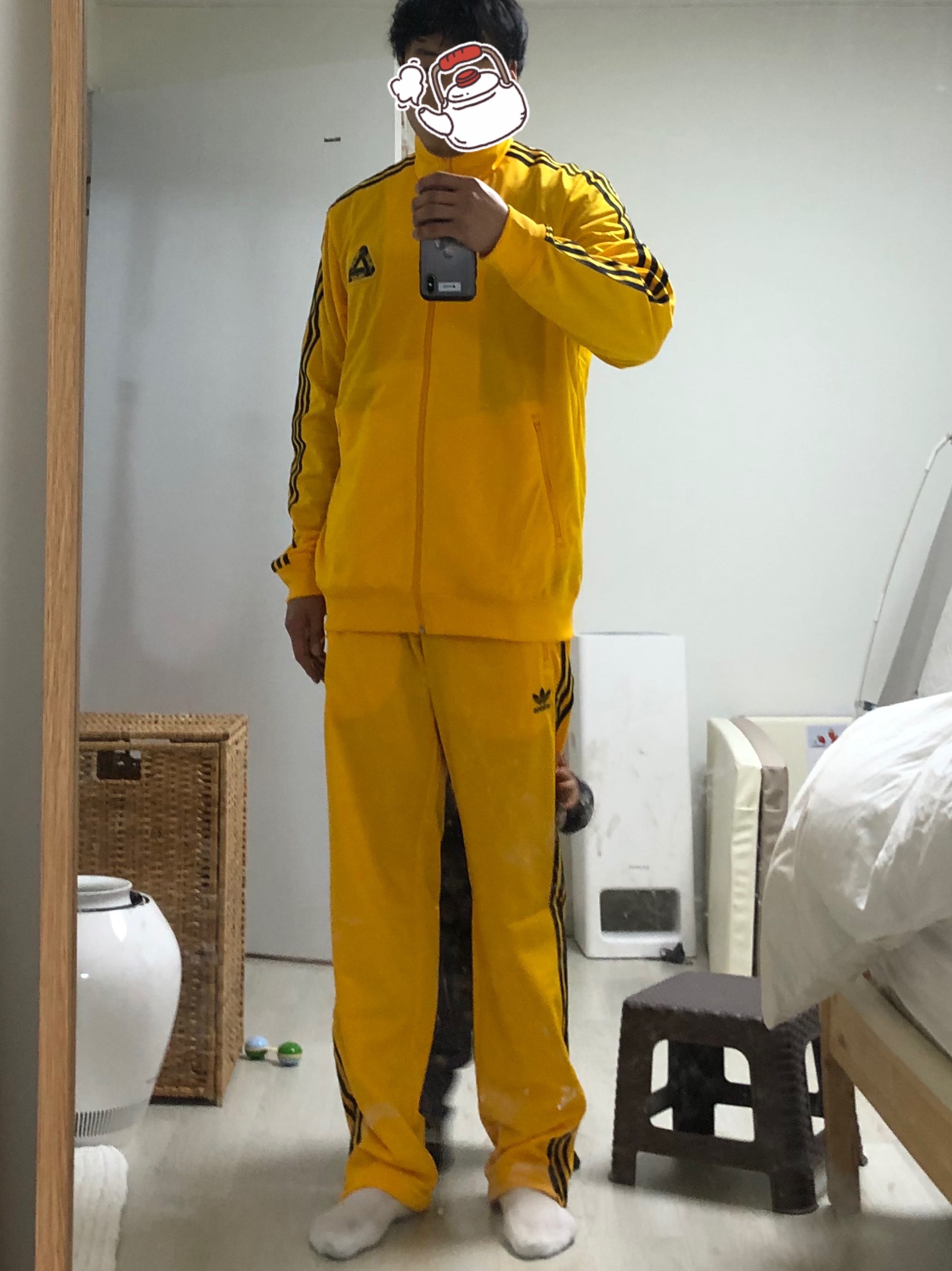 Palace x Adidas Firebird Track Pants Yellow - 20FW, Palace x Adidas Firebird Track Top Yellow - 20FW 착용 스타일