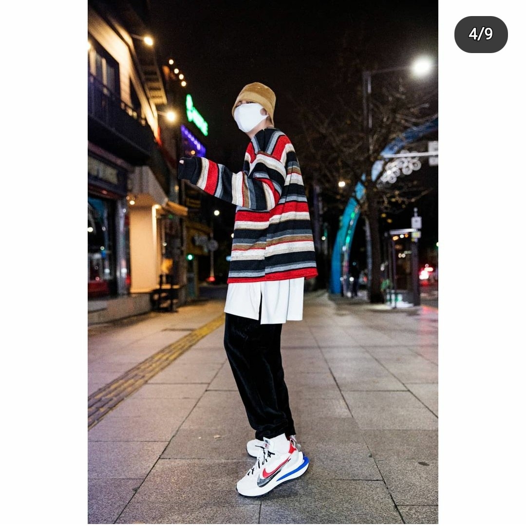 Nike x Sacai VaporWaffle Royal Fuchsia 착용 스타일