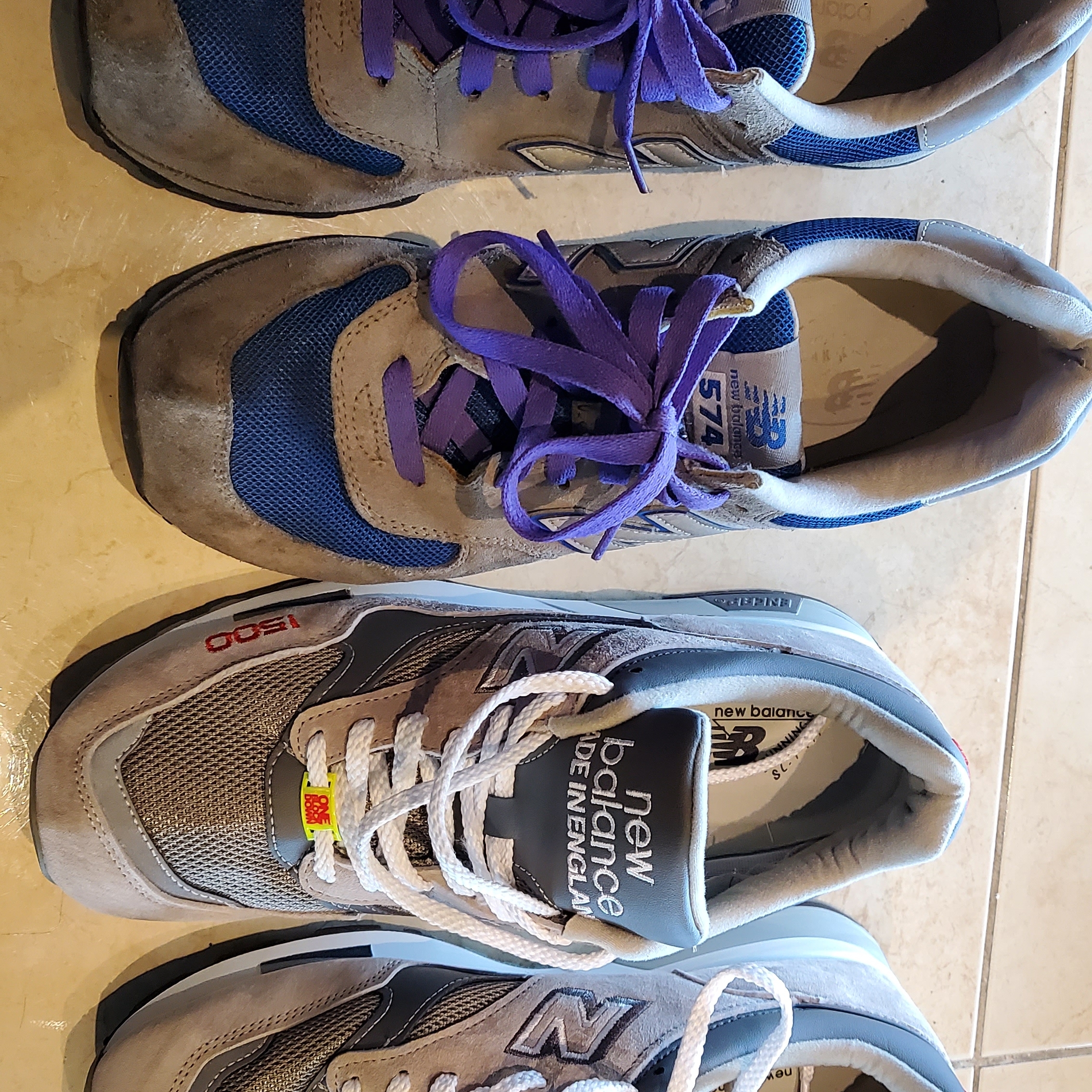 New Balance 574 Grey - D Standard, New Balance 1500 Made in UK Classic Pack Grey 착용 스타일