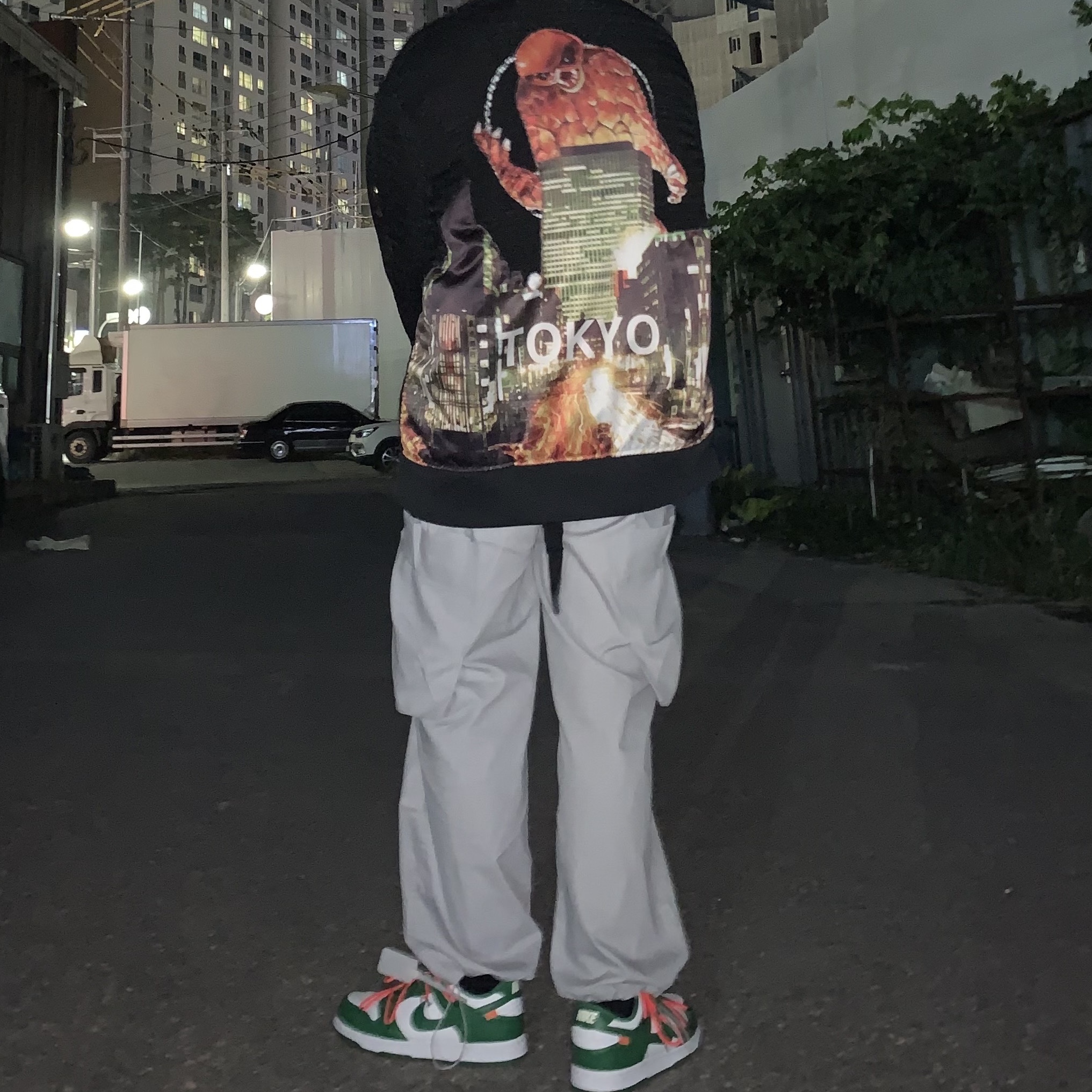 Nike x Off-White Dunk Low Pine Green 착용 스타일
