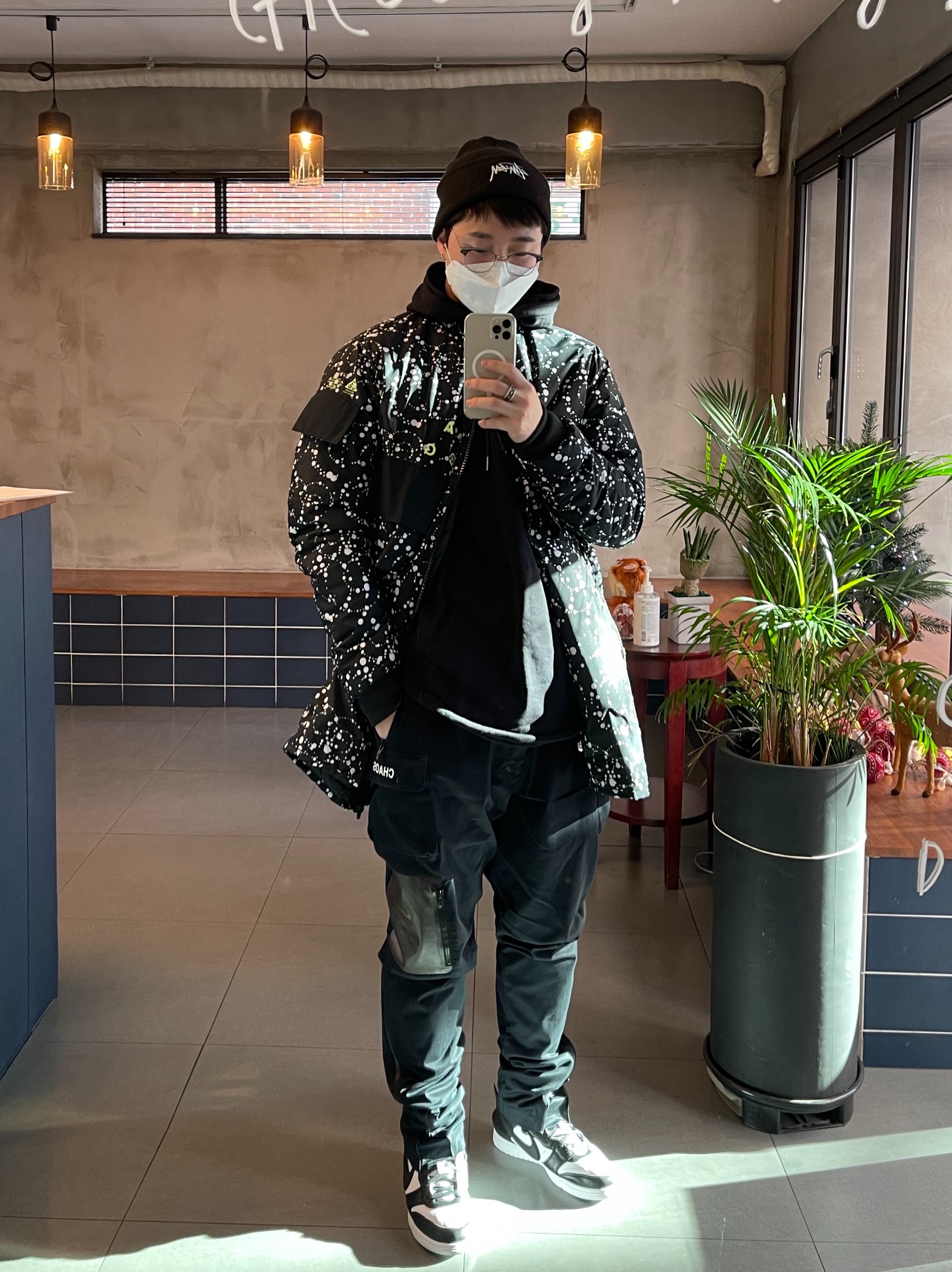 Nike x Ambush Dunk High Black, Nike x Stussy Cuff Beanie Black 착용 스타일 - 1