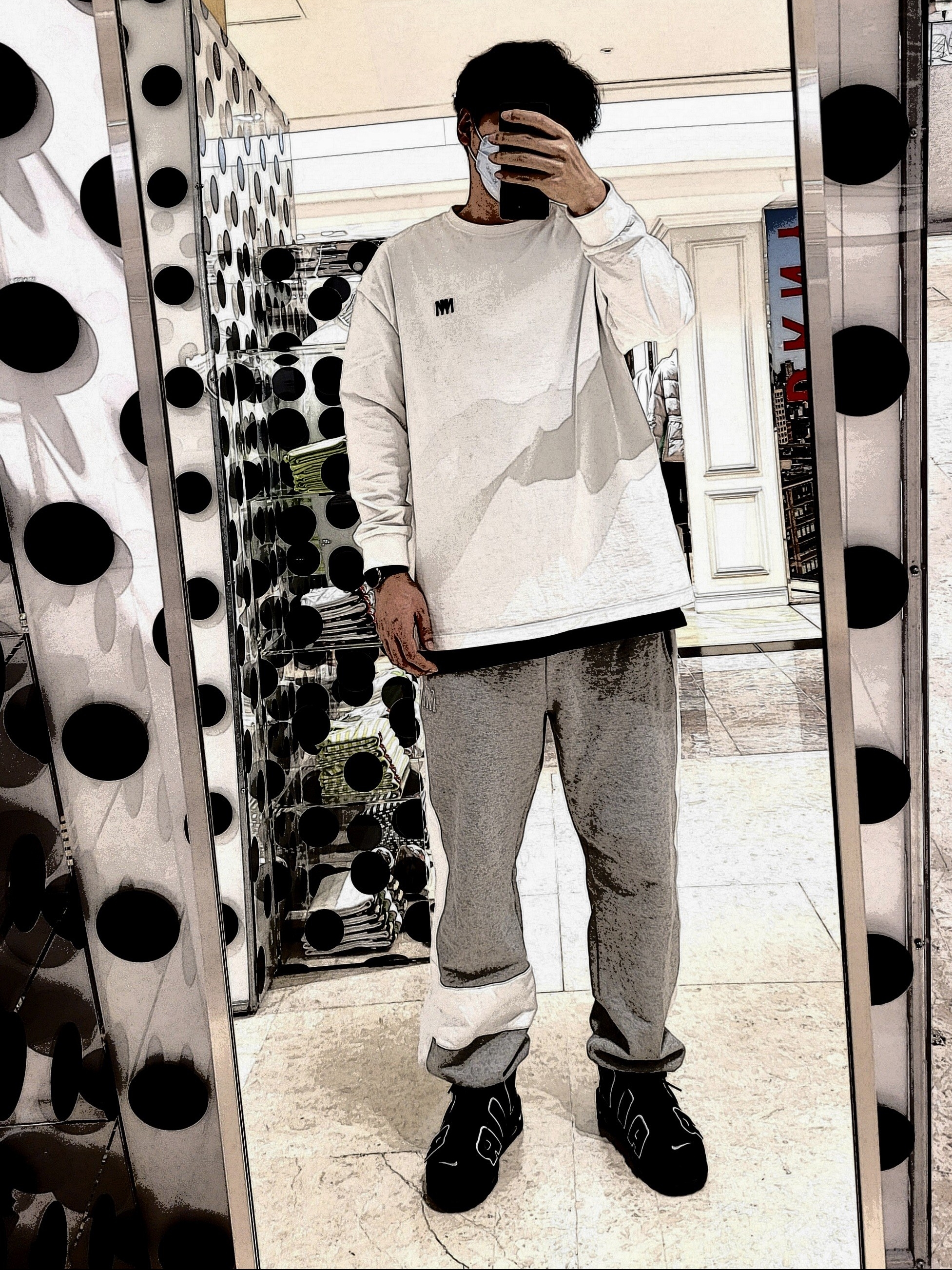 Nike Air More Uptempo Black White 2020 착용 스타일