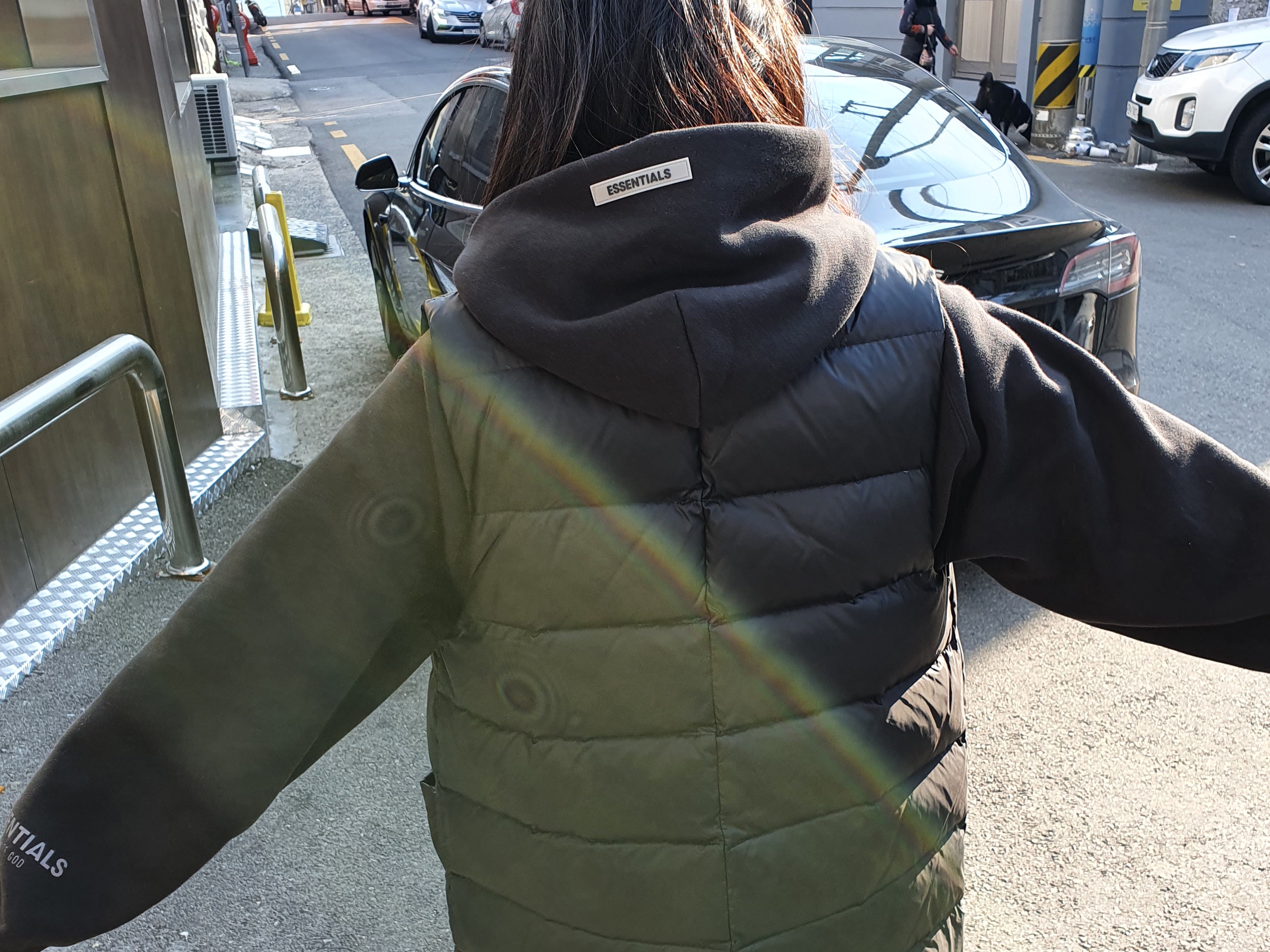 Essentials 3D Silicon Applique Pullover Hoodie Dark Slate/Black 2020 착용 스타일 - 1