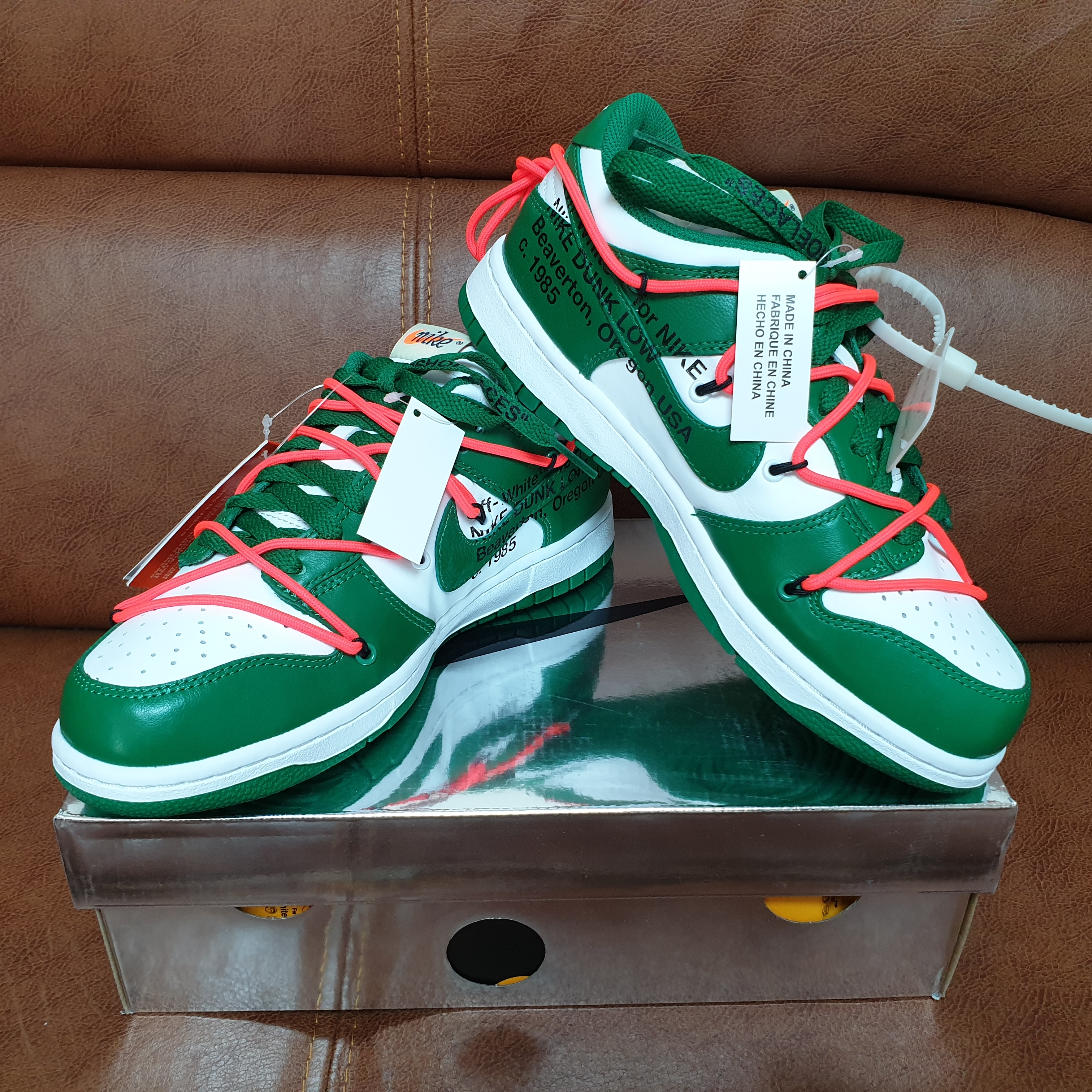 Nike x Off-White Dunk Low Pine Green 착용 스타일 - 1