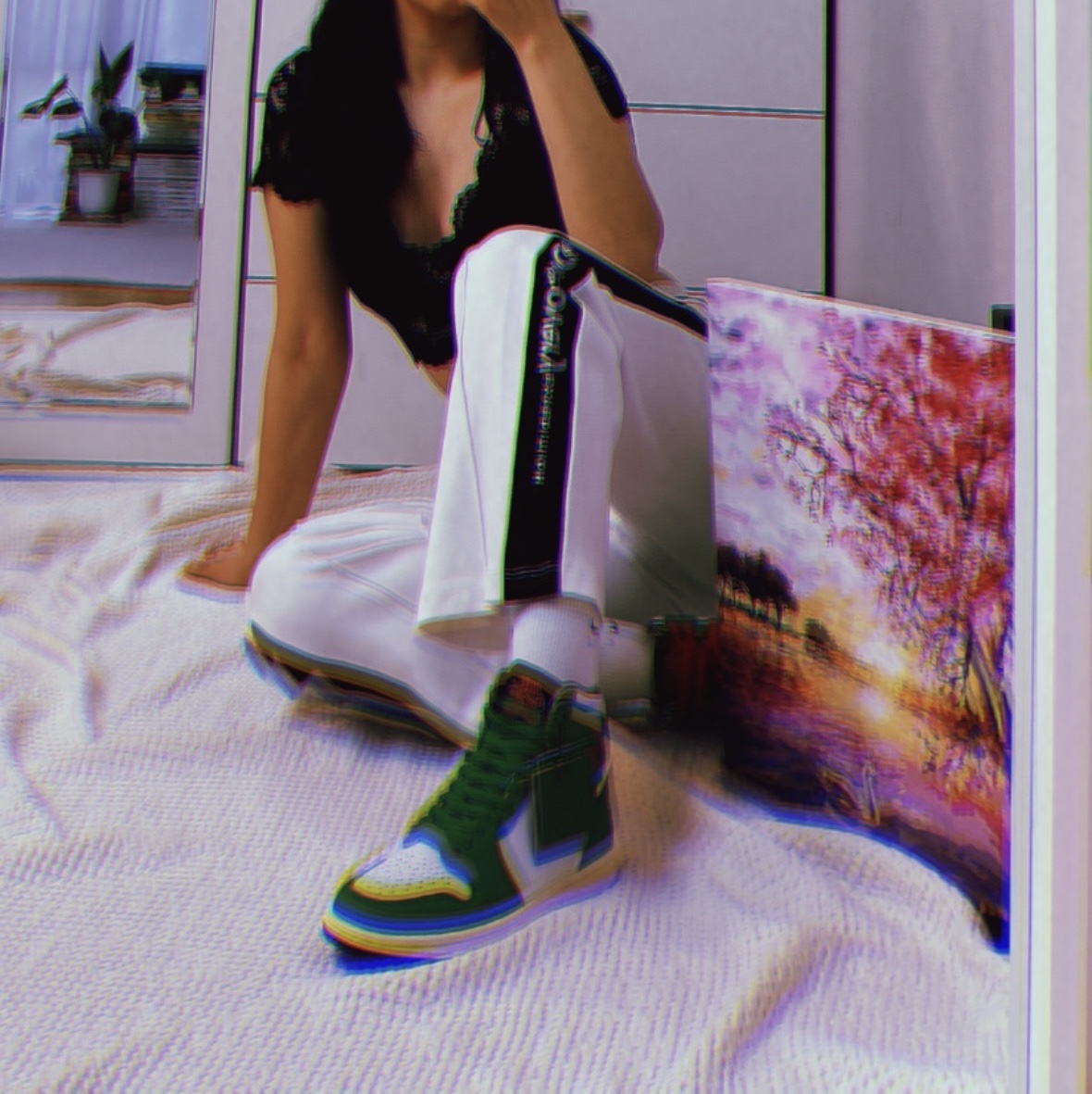 (W) Jordan 1 Retro High OG Lucky Green 착용 스타일 - 1