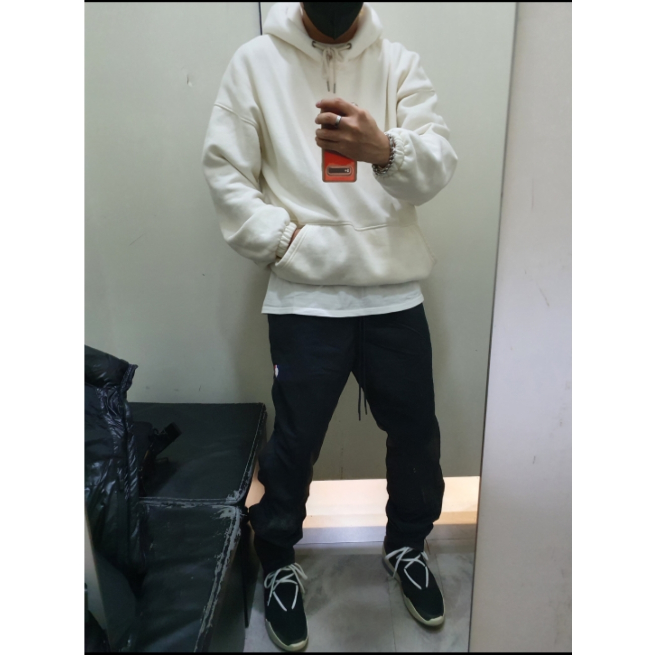 NIke x Fear of God Air Fear of God 1 Black, Nike x Fear of God Warm Up Pants Off Noir 착용 스타일