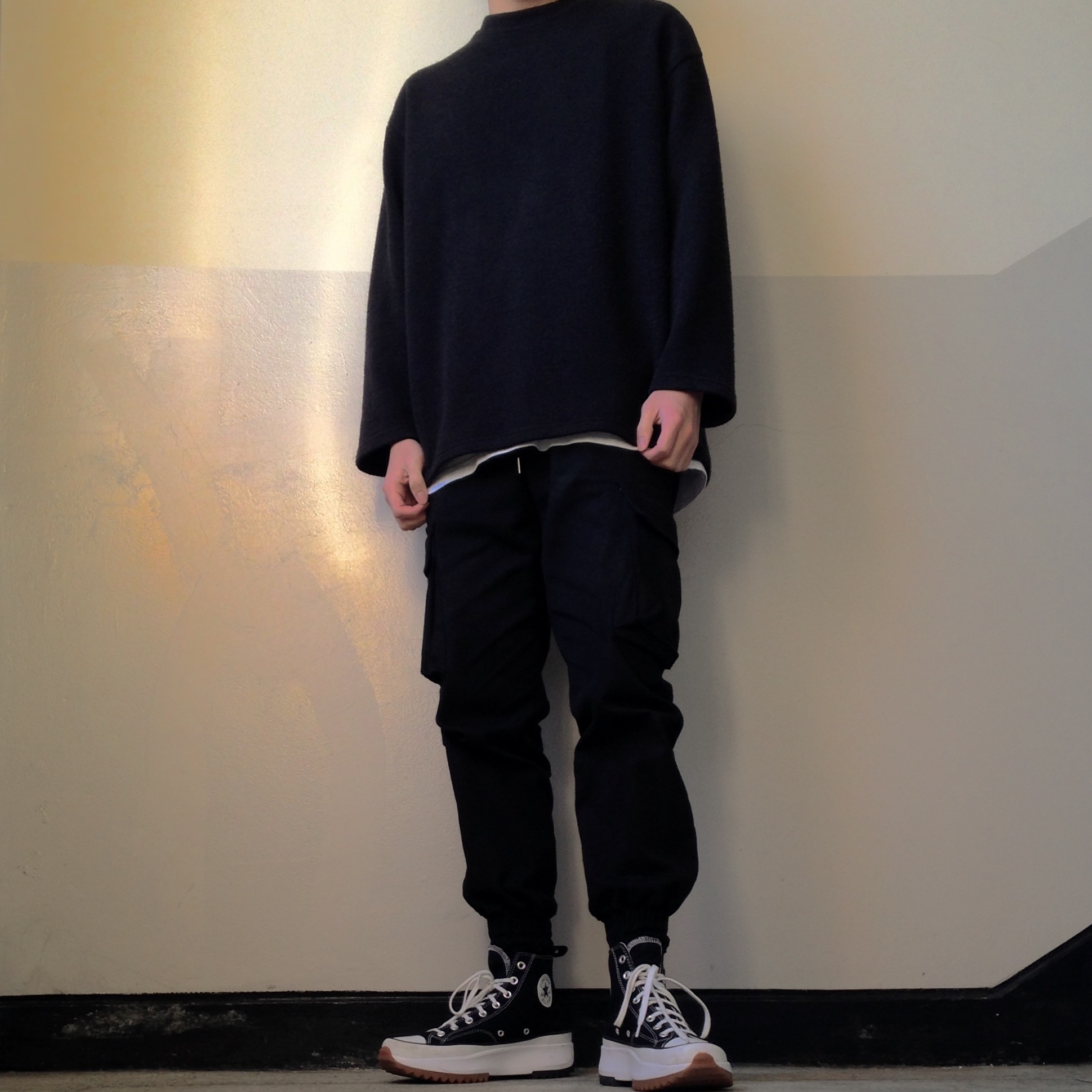 Converse Run Star Hike Hi Black White Gum 착용 스타일