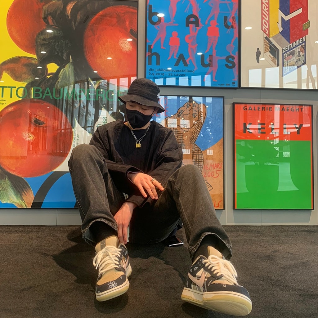 Nike x Travis Scott SB Dunk Low, Nike x Stussy Bucket Hat Black 착용 스타일