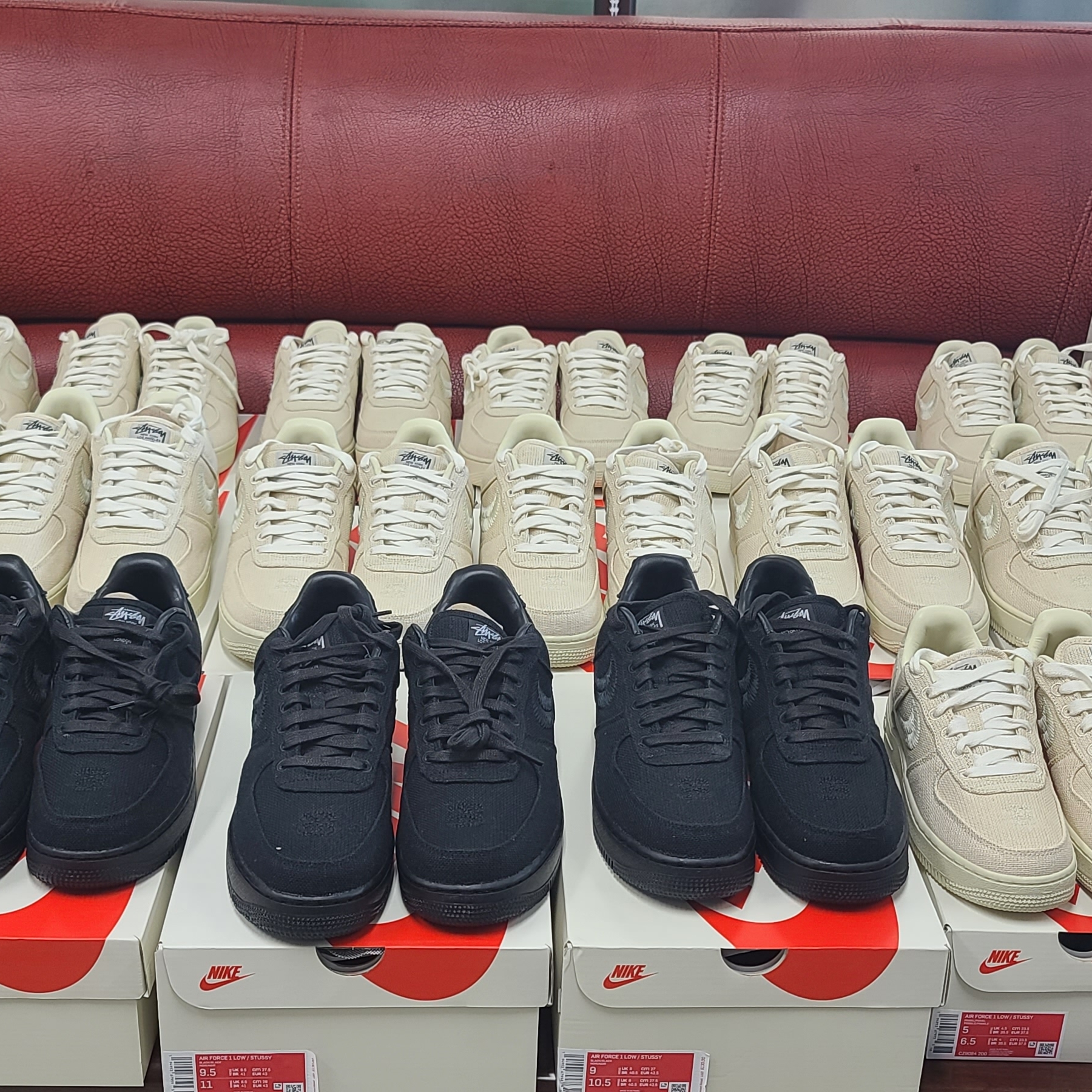 Nike x Stussy Air Force 1 Low Fossil, Nike x Stussy Air Force 1 Low Triple Black 착용 스타일