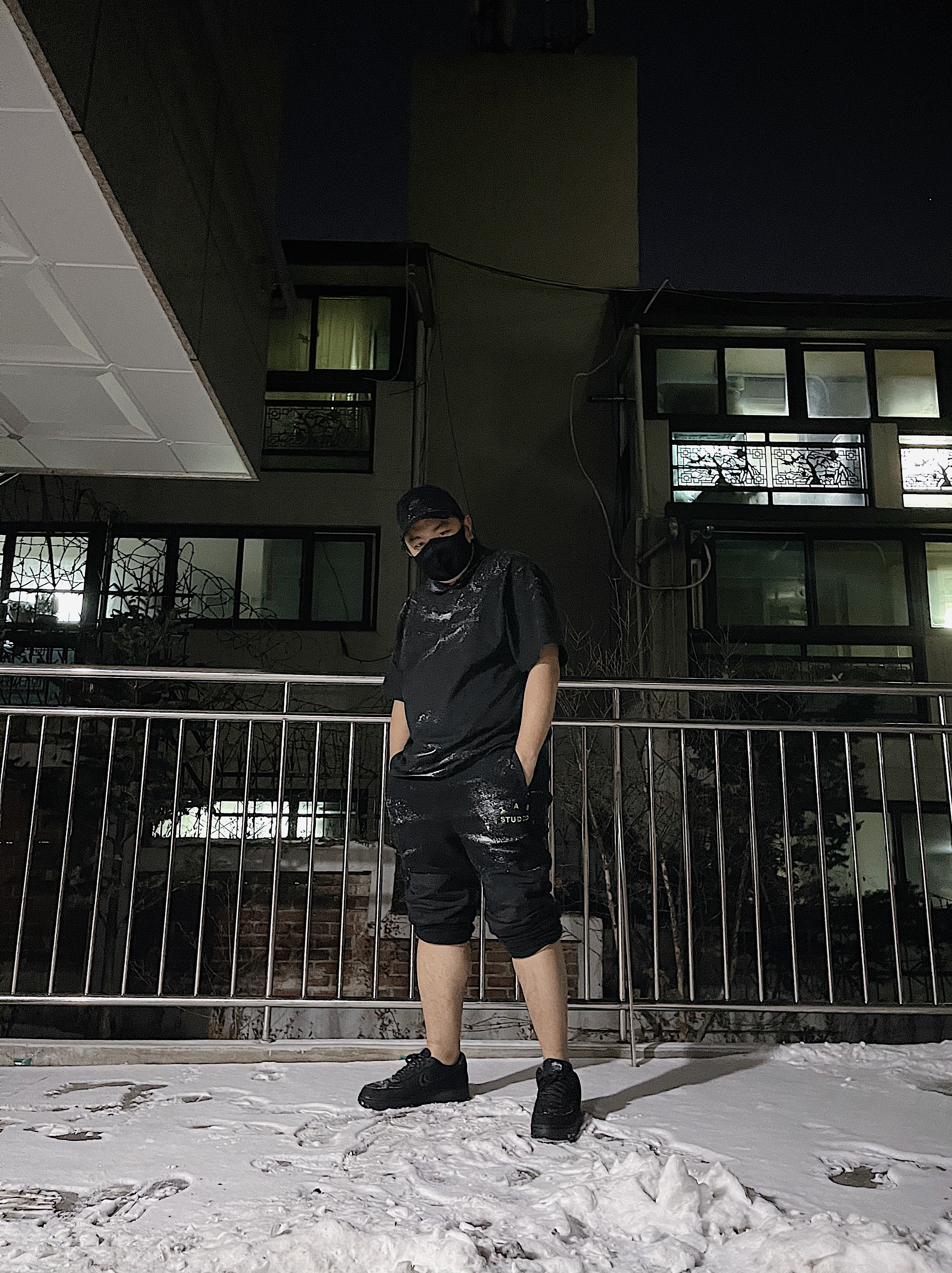 IAB Studio x Asics Fleece Pants Black, Nike Heritage 86 Corduroy Cap Black 착용 스타일 - 1