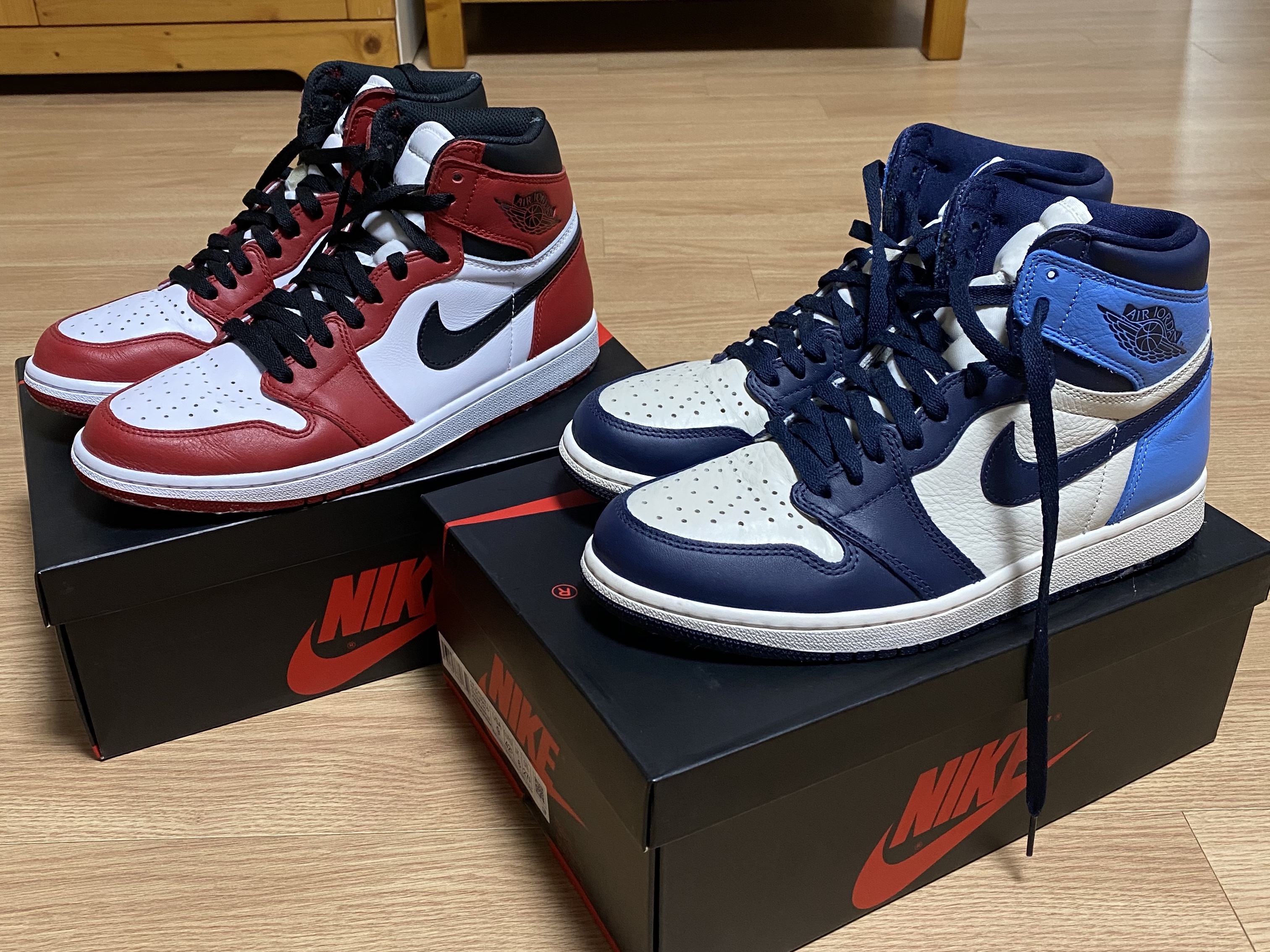 Jordan 1 Retro High OG Chicago 2015, Jordan 1 Retro High Obsidian UNC 착용 스타일