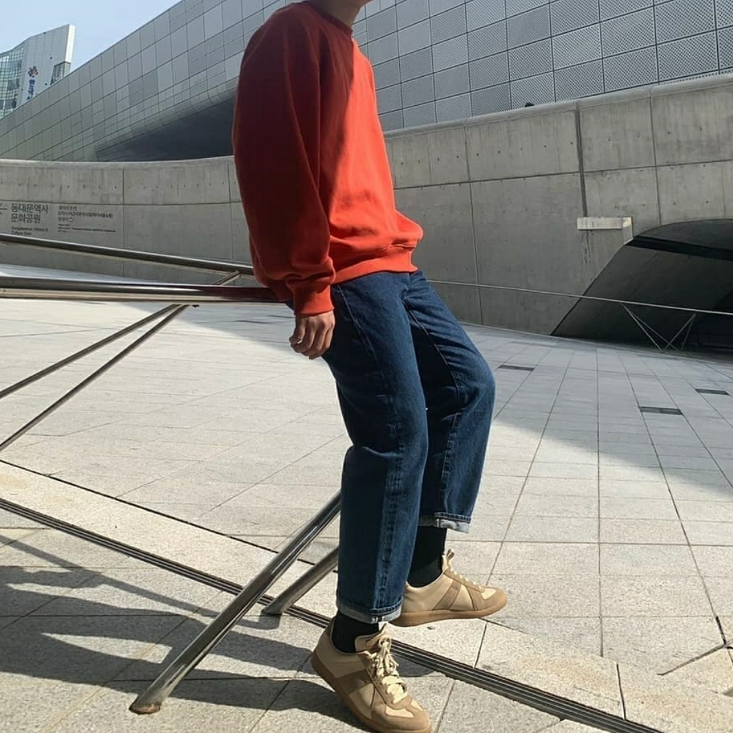Maison Margiela Calfskin Replica Sneakers Khaki 착용 스타일 - 1