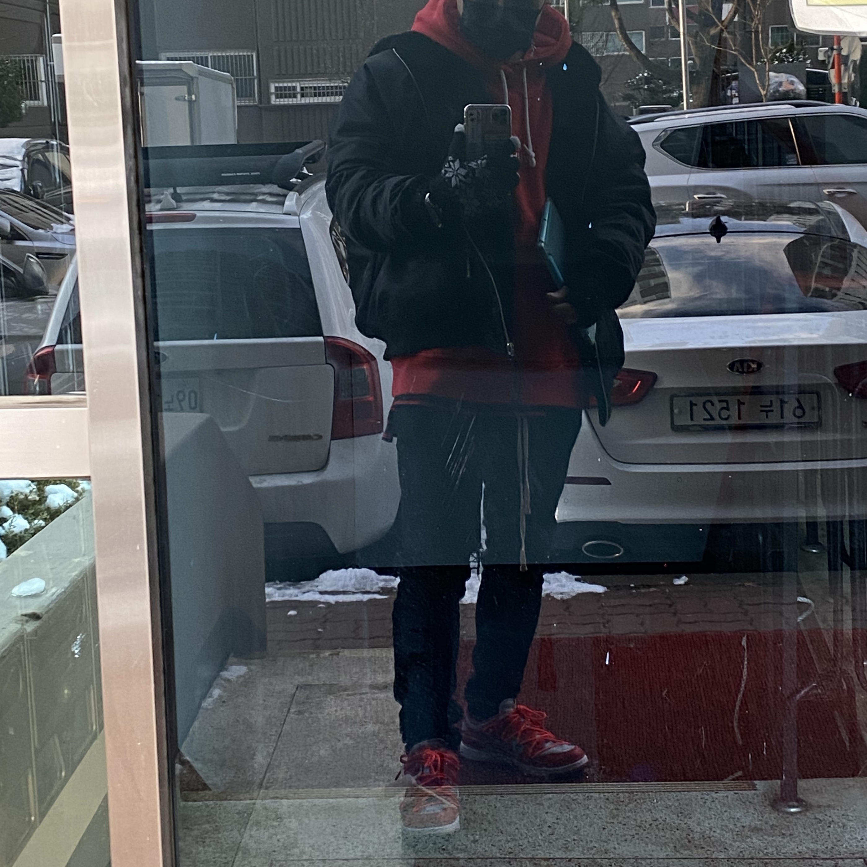 Nike x Off-White Dunk Low University Red 착용 스타일