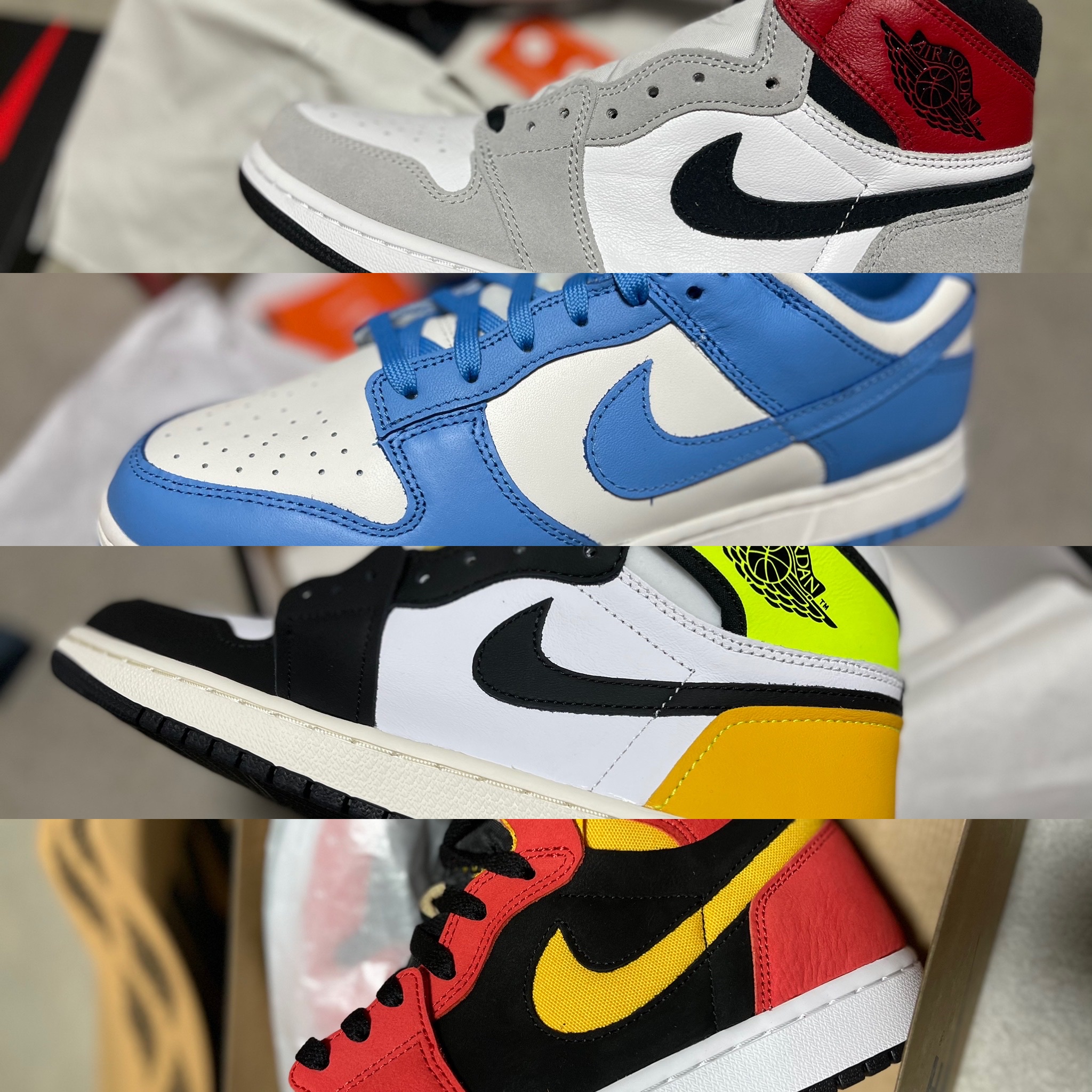 Jordan 1 Retro High OG Light Smoke Grey, (W) Nike Dunk Low Coast 착용 스타일