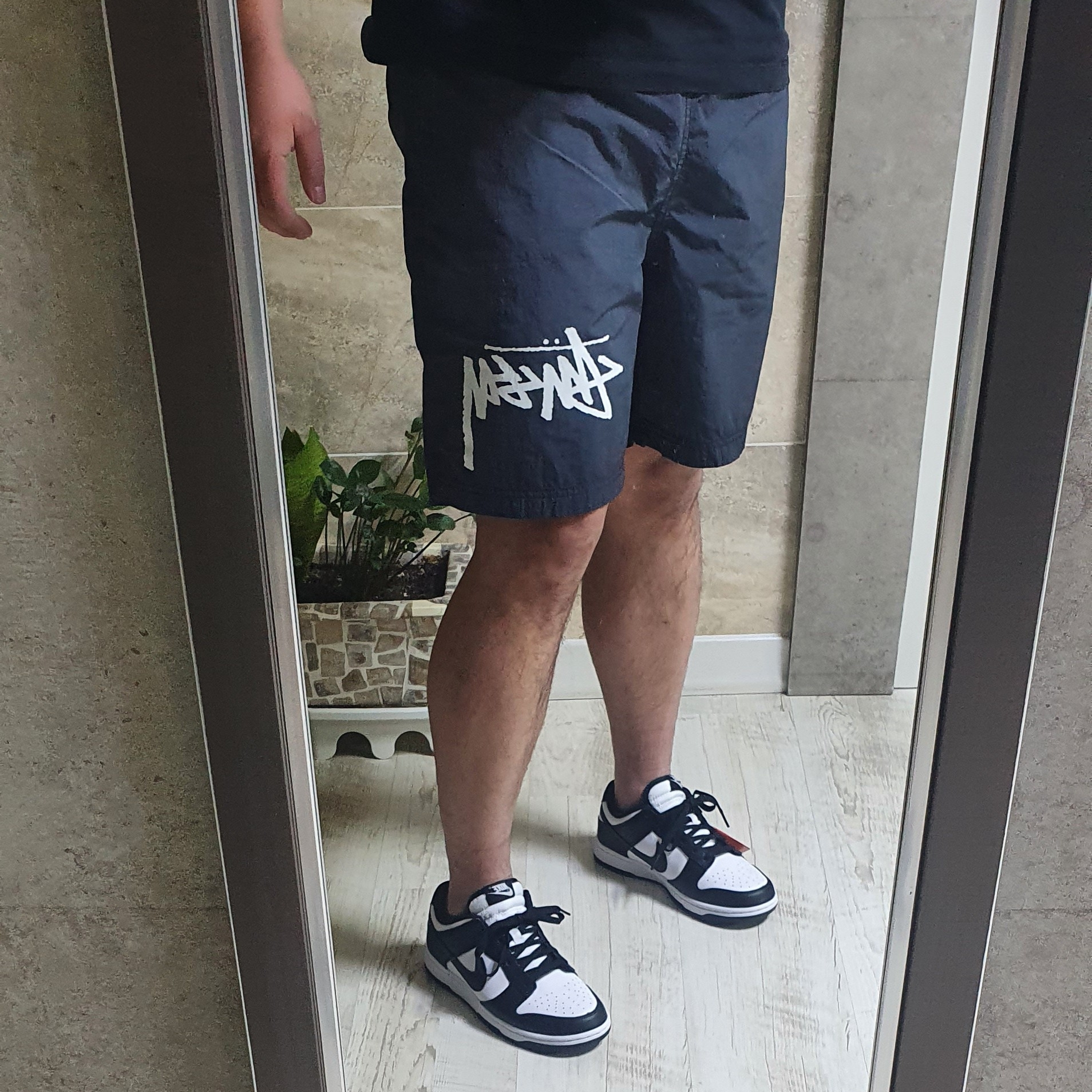 Nike x Stussy Water Shorts Off Noir, Nike Dunk Low Retro Black 착용 스타일 - 2
