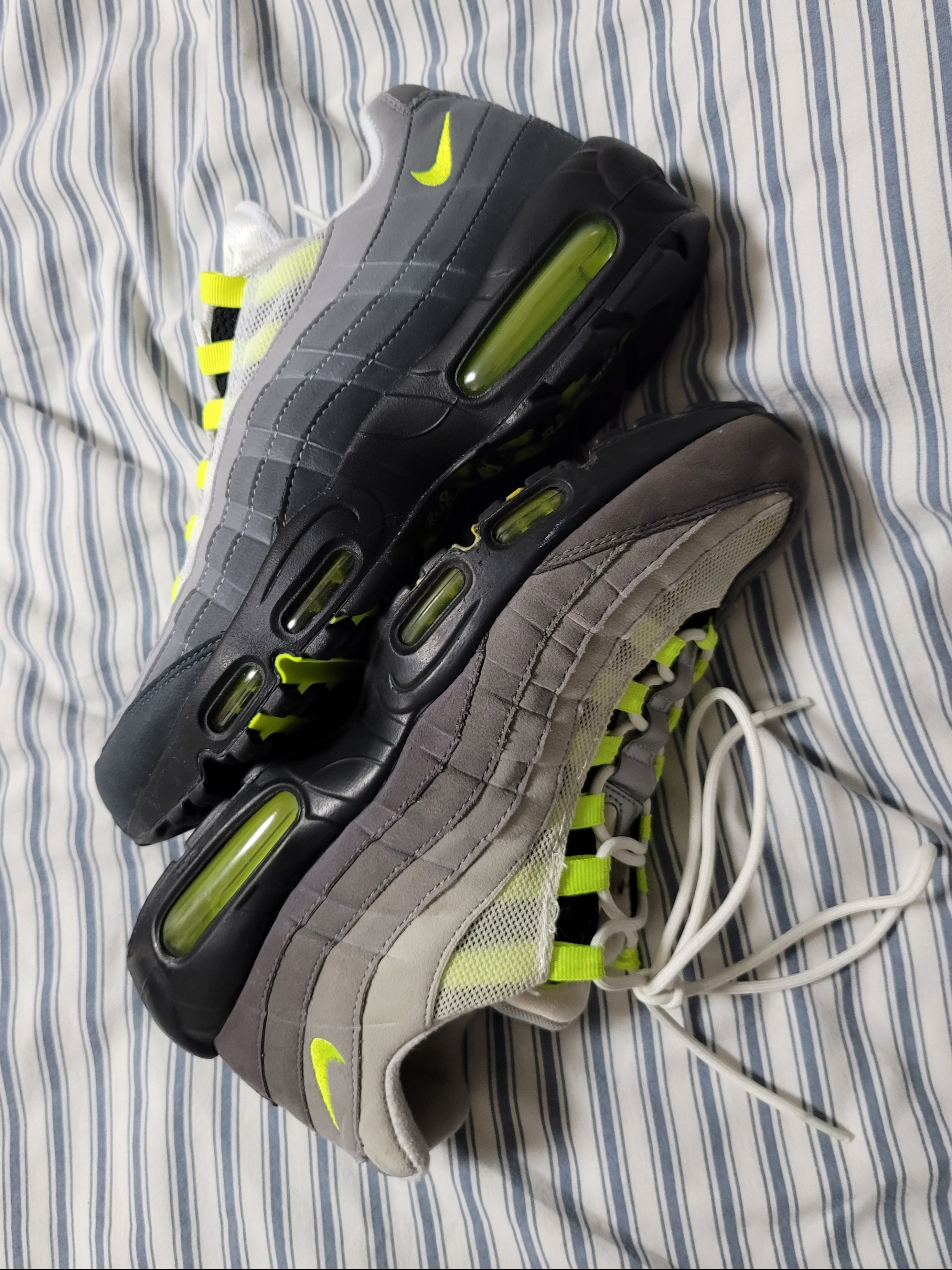 Nike Air Max 95 OG Neon Yellow 2020, Nike Air Max 95 OG Neon 2015 착용 스타일
