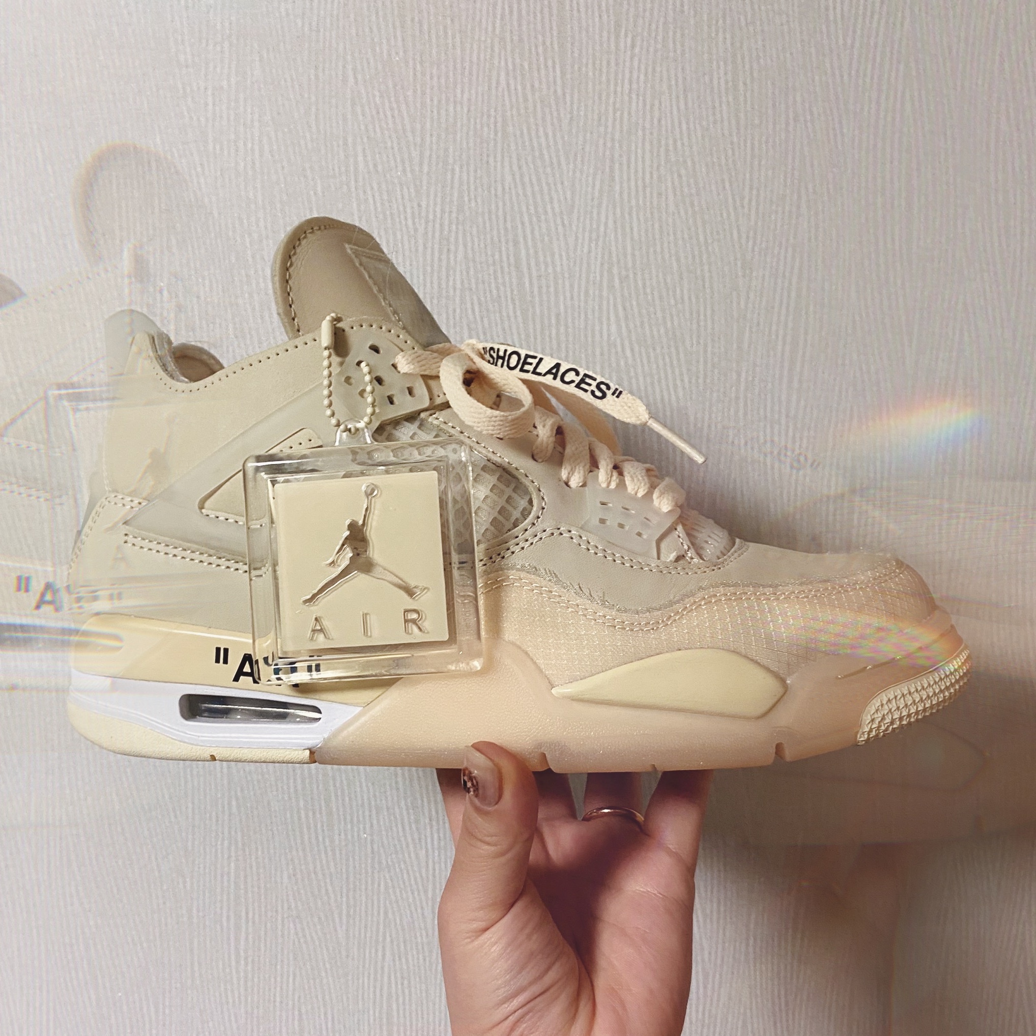 (W) Jordan 4 x Off-White Retro SP Sail 착용 스타일