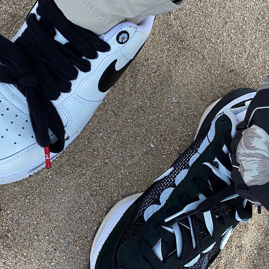 Nike x Peaceminusone Air Force 1 Low Para-Noise 2.0, Nike x Sacai VaporWaffle Black White 착용 스타일