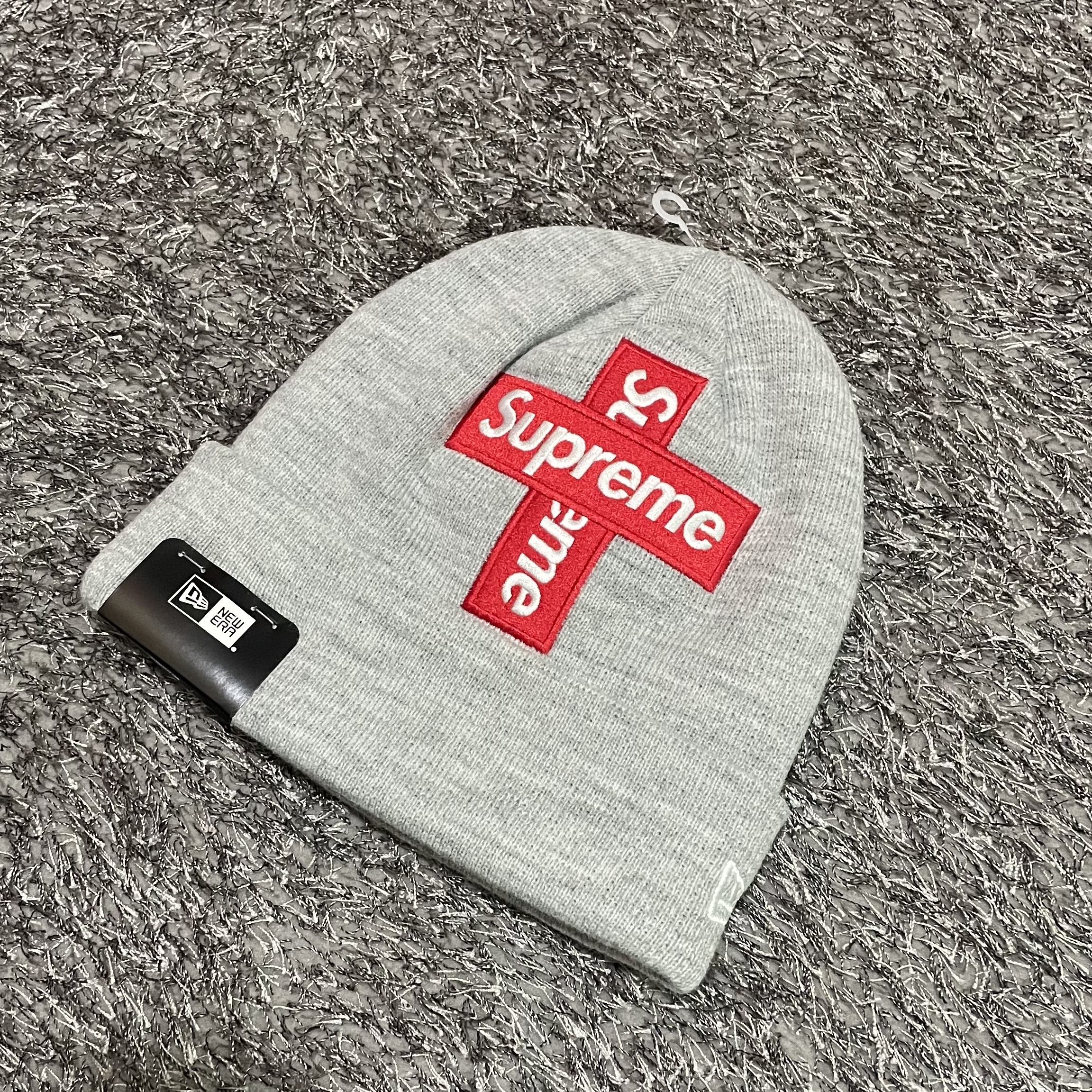 Supreme New Era Cross Box Logo Beanie Heather Grey - 20FW 착용 스타일