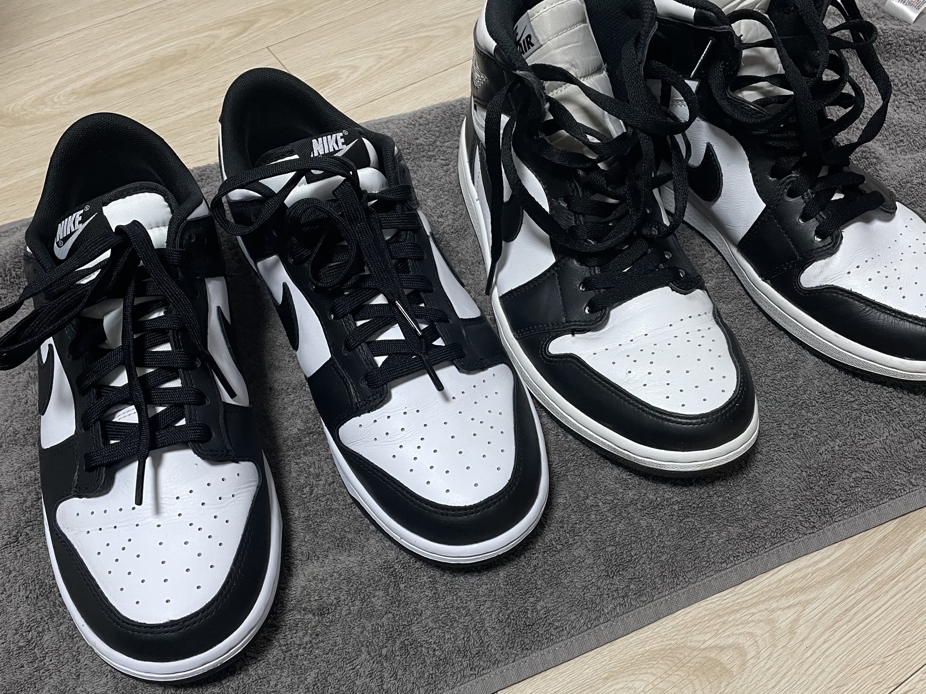Nike Dunk Low Retro Black, Jordan 1 Retro High OG Black White 2014 착용 스타일 - 3
