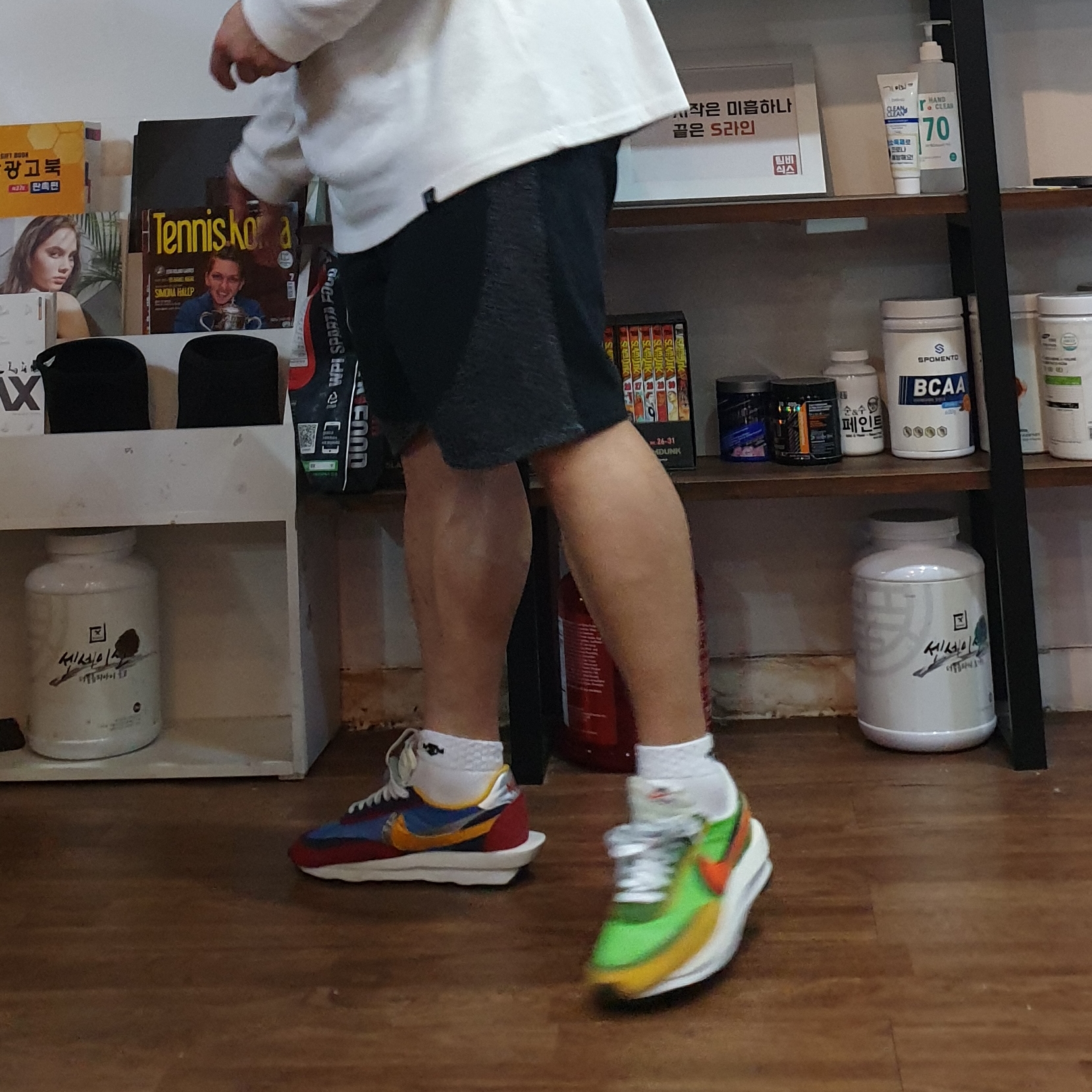 Nike x Sacai LDWaffle Green Multi, Nike x Sacai LDWaffle Blue Multi 착용 스타일