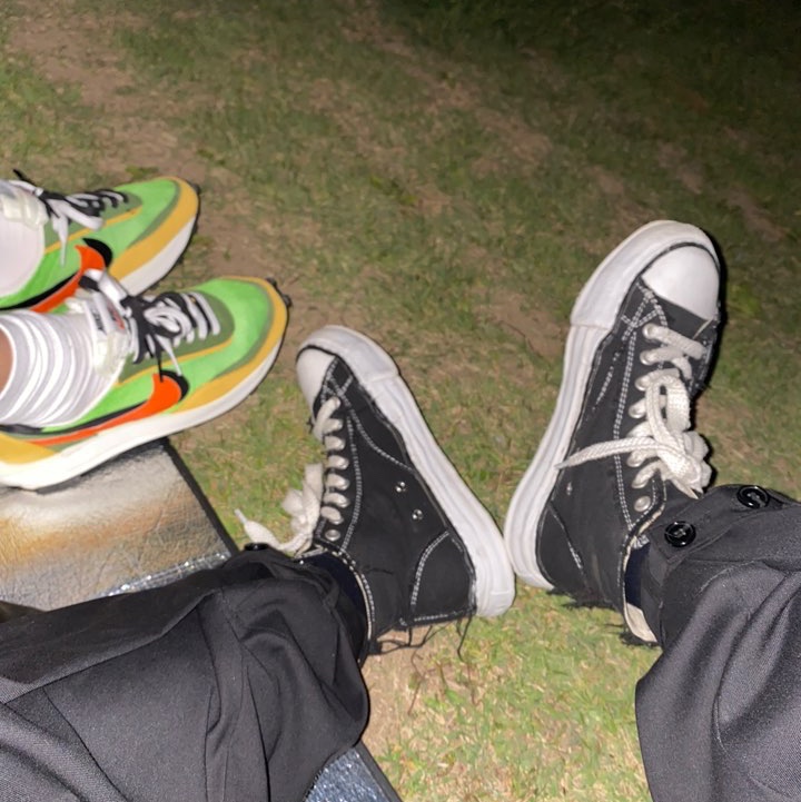 Nike x Sacai LDWaffle Green Multi 착용 스타일