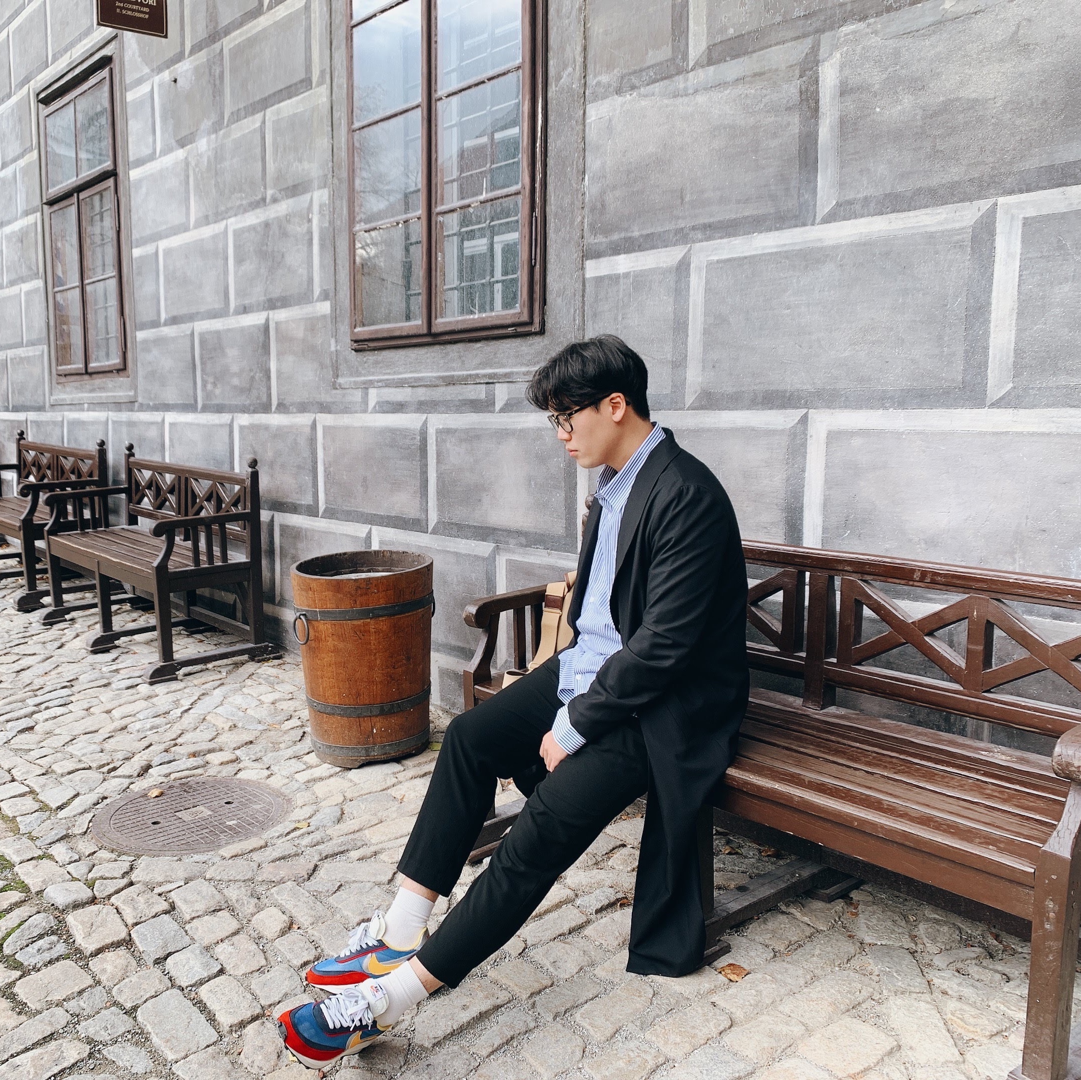 Nike x Sacai LDWaffle Blue Multi 착용 스타일