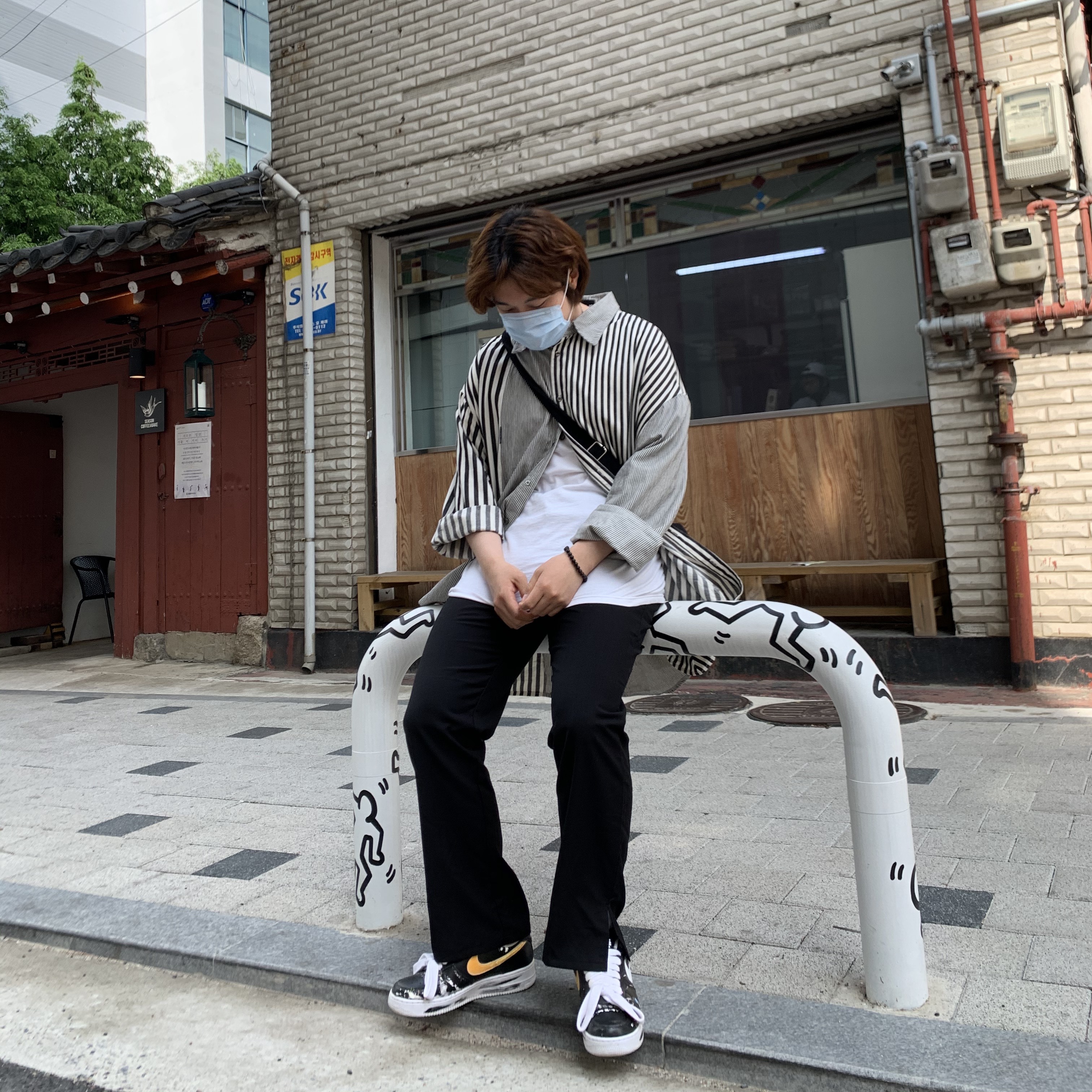 Nike x Peaceminusone Air Force 1 Low Para-Noise 착용 스타일